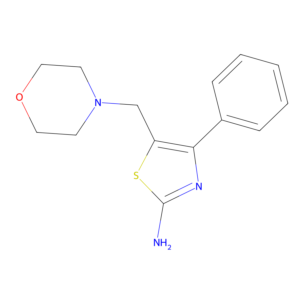 5-(Morpholin-4-ylmethyl)-4-phenyl-1,3-thiazol-2-amine molecular structure, CAS 1023816-70-7