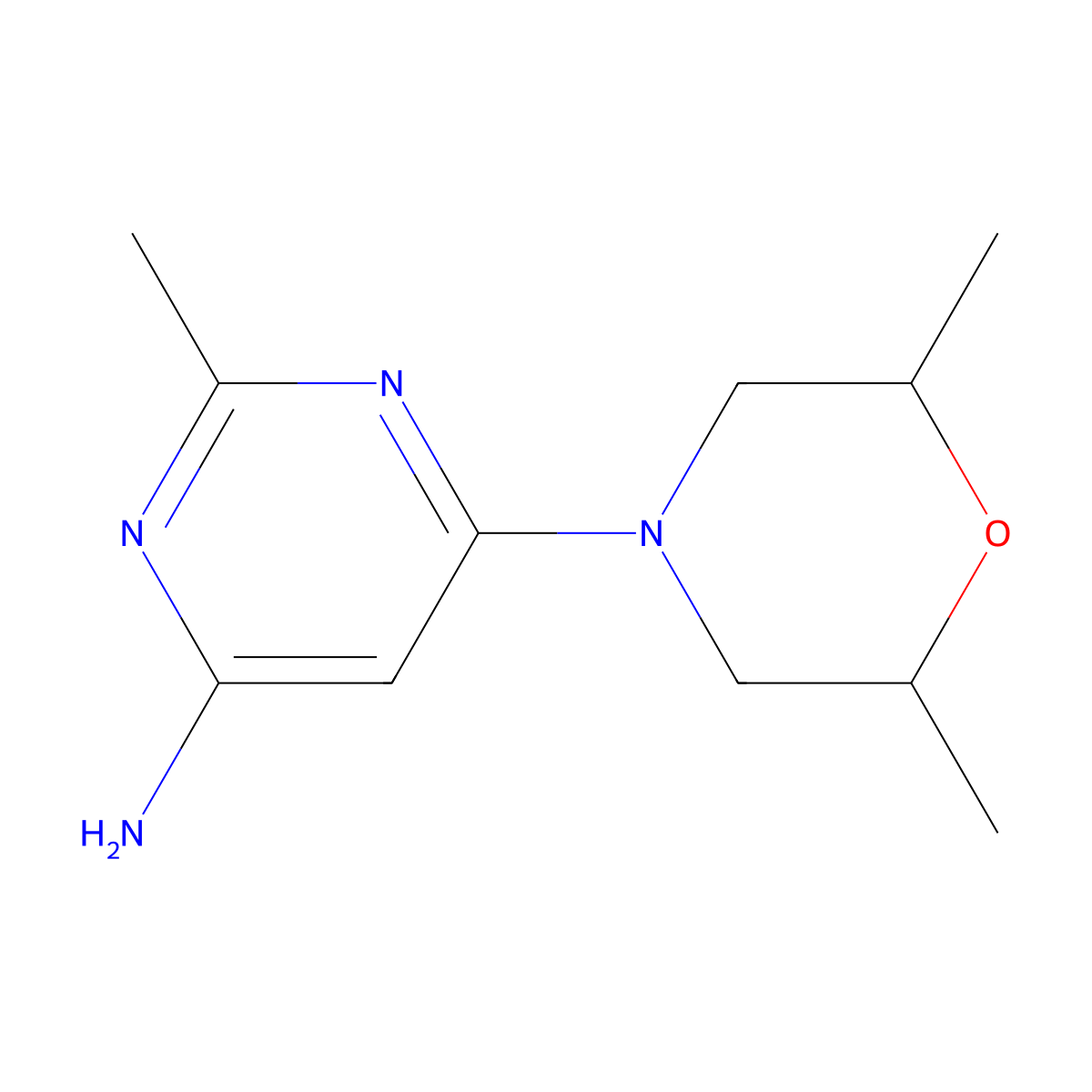 6-(2,6-Dimethylmorpholino)-2-methylpyrimidin-4-amine molecular structure, CAS 1023818-09-8