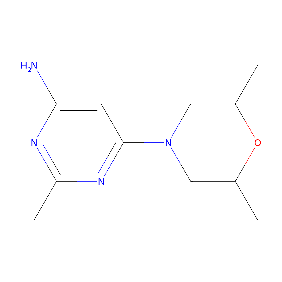 6-(2,6-Dimethylmorpholino)-2-methylpyrimidin-4-amine molecular structure, CAS 1023818-09-8