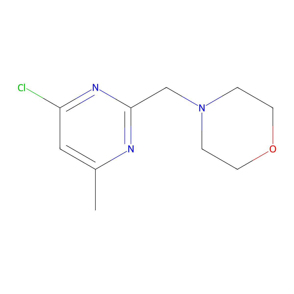 4-((4-Chloro-6-methylpyrimidin-2-yl)methyl)morpholine molecular structure, CAS 1023818-62-3