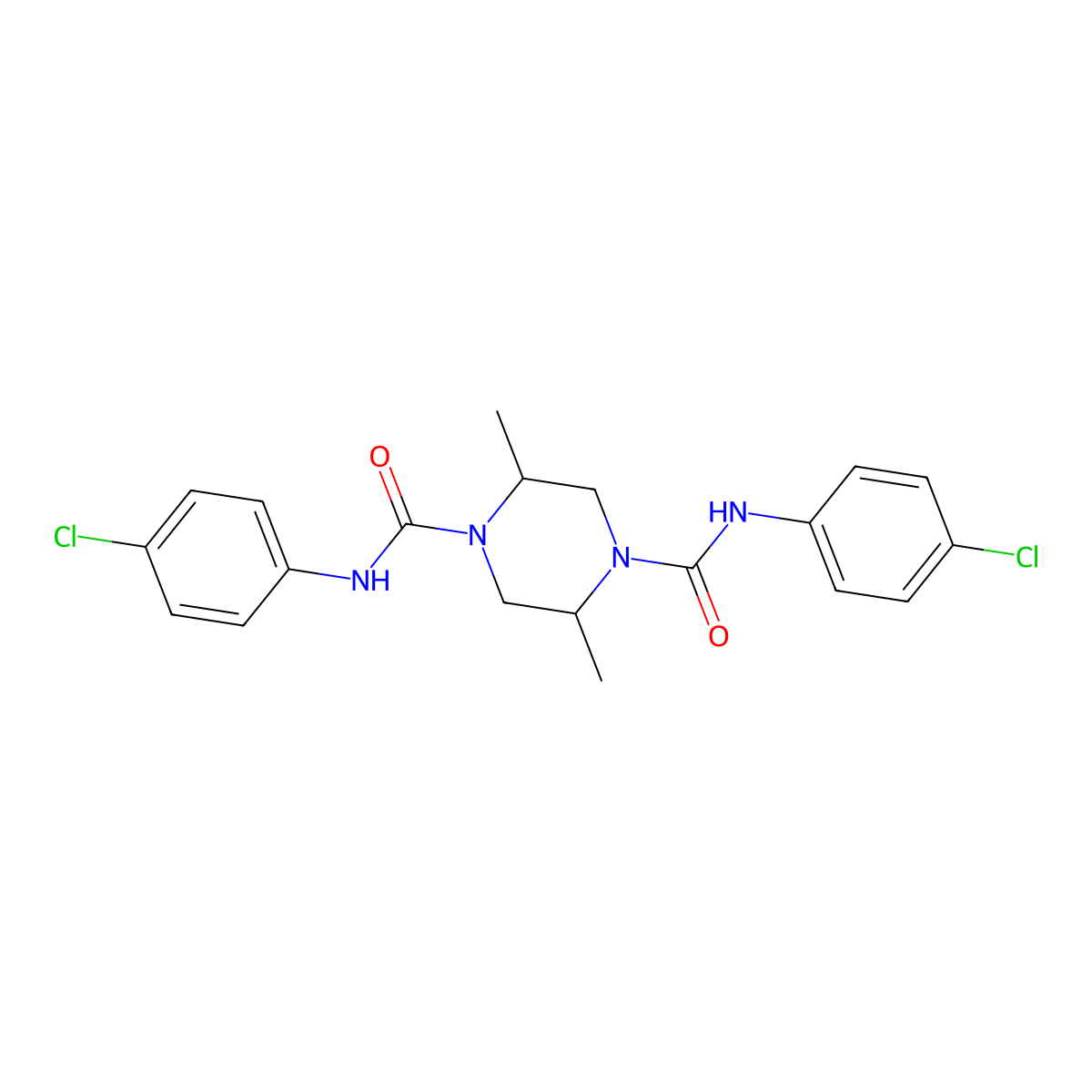 1-N,4-N-bis(4-chlorophenyl)-2,5-dimethylpiperazine-1,4-dicarboxamide molecular structure, CAS 1023821-26-2