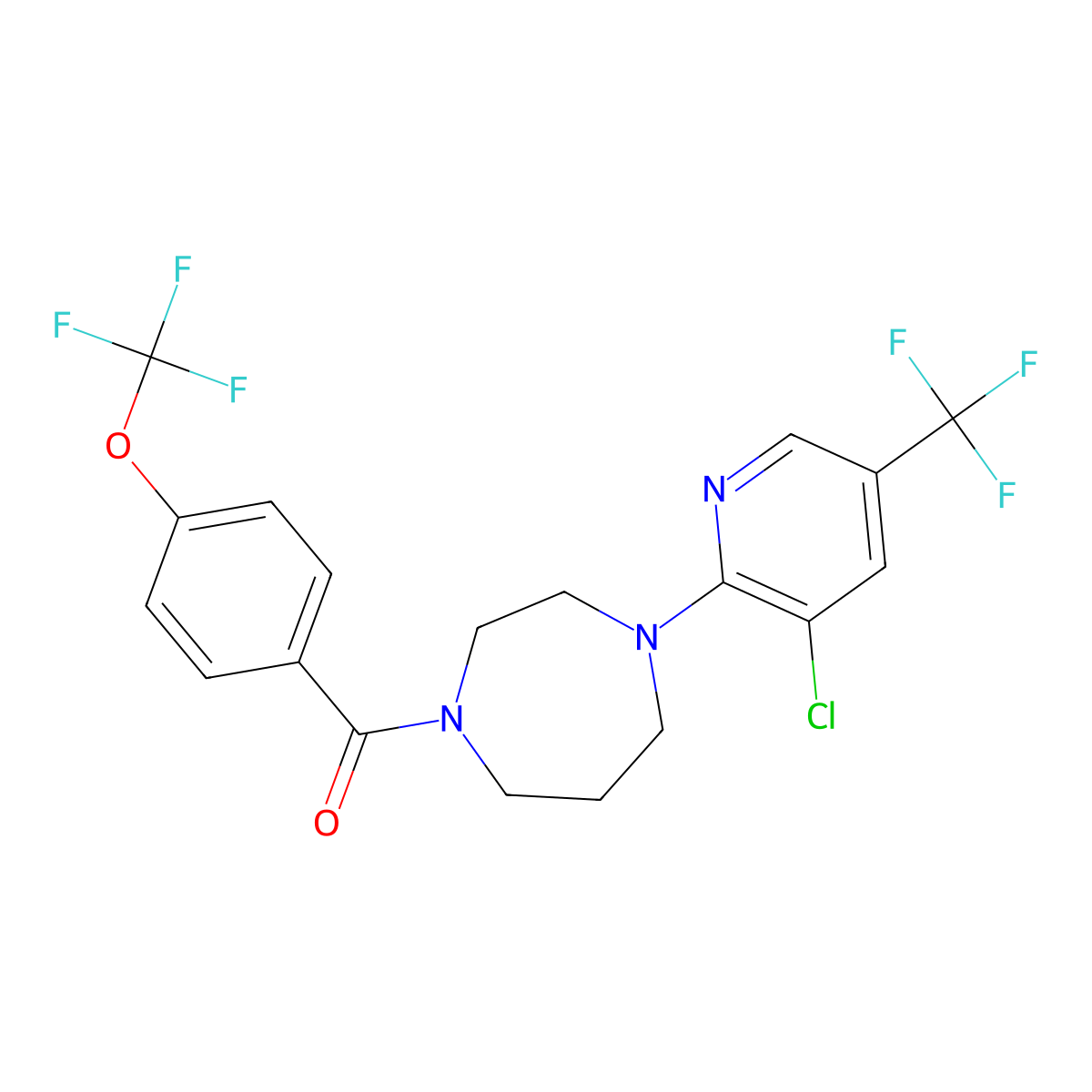 [4-[3-Chloro-5-(trifluoromethyl)pyridin-2-yl]-1,4-diazepan-1-yl]-[4-(trifluoromethoxy)phenyl]methanone molecular structure, CAS 1023829-68-6