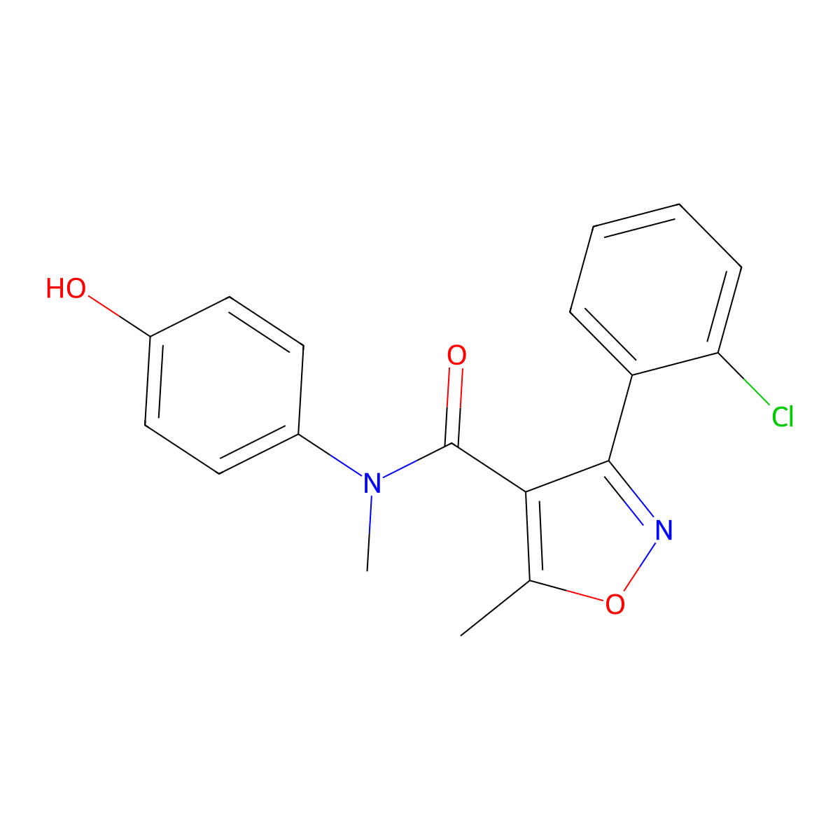 (3-(2-Chlorophenyl)-5-methylisoxazol-4-YL)-N-(4-hydroxyphenyl)-N-methylformamide molecular structure, CAS 1023829-74-4