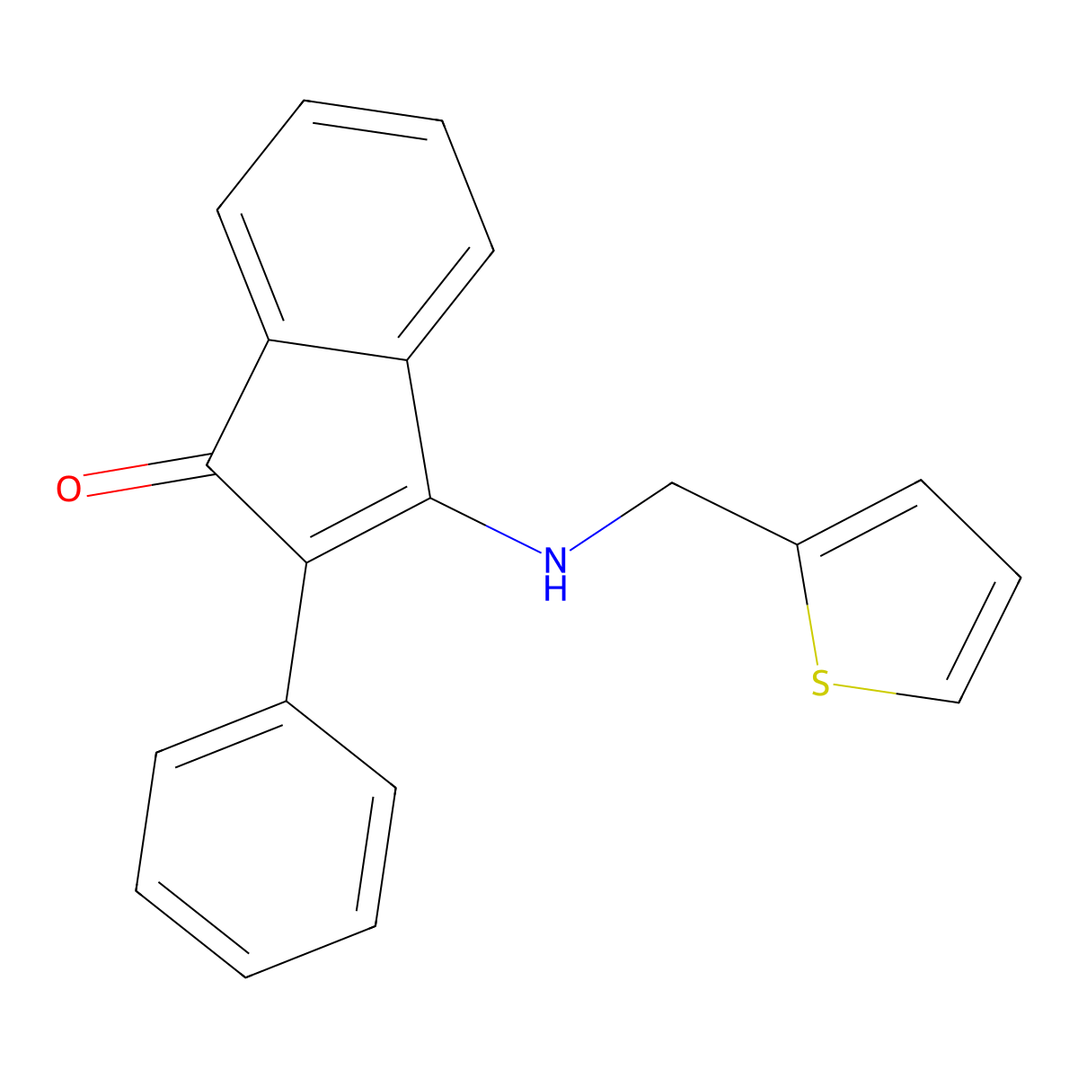 2-Phenyl-3-((2-thienylmethyl)amino)inden-1-one molecular structure, CAS 1023829-76-6