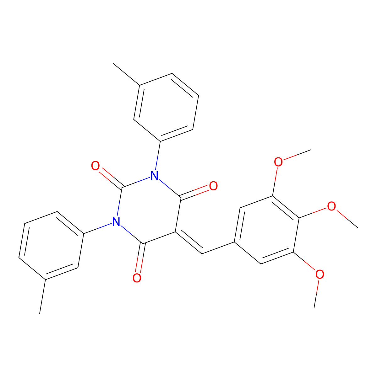 1,3-Bis(3-methylphenyl)-5-[(3,4,5-trimethoxyphenyl)methylidene]-1,3-diazinane-2,4,6-trione molecular structure, CAS 1023829-78-8