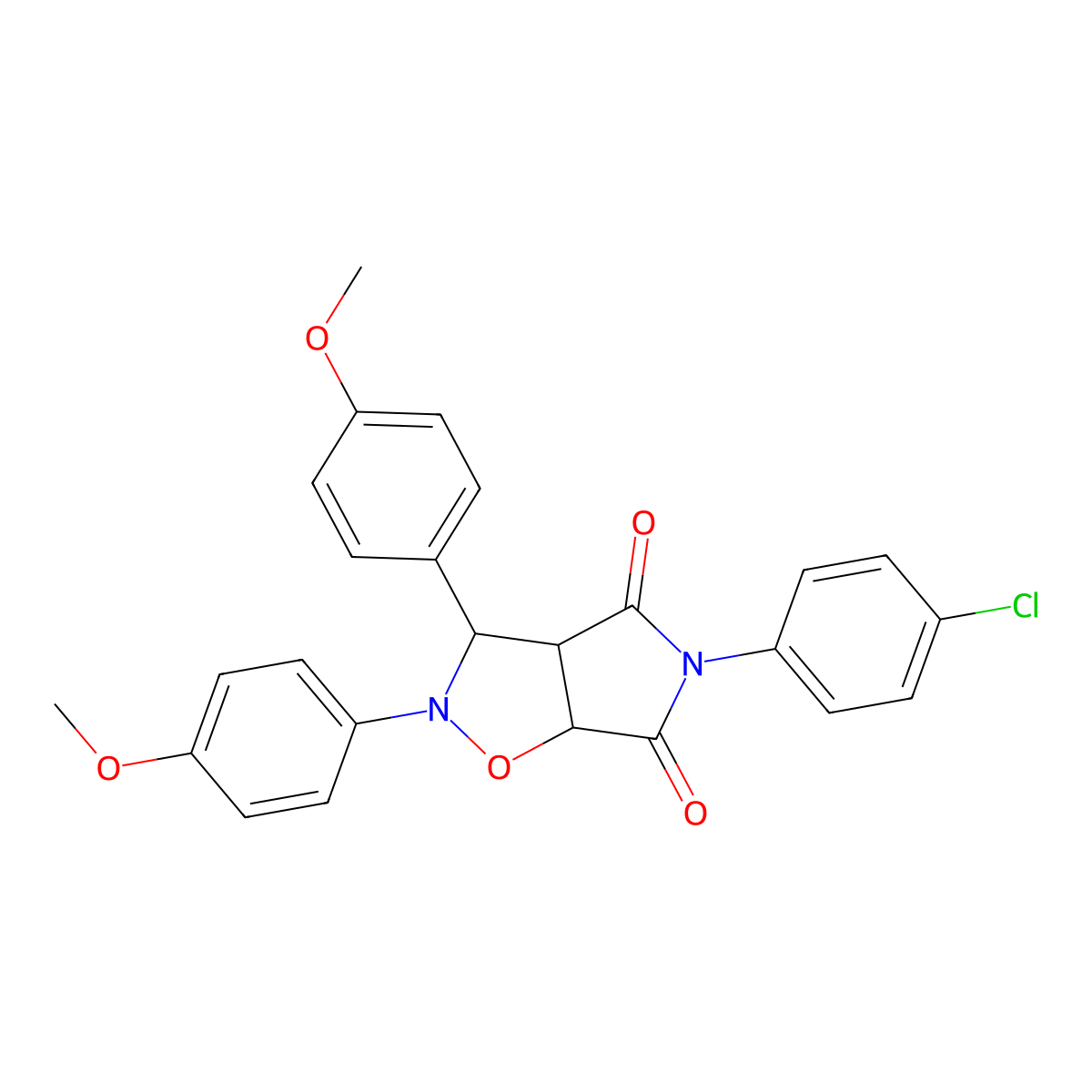 5-(4-chlorophenyl)-2,3-bis(4-methoxyphenyl)dihydro-2H-pyrrolo[3,4-d][1,2]oxazole-4,6(3H,5H)-dione molecular structure, CAS 1023832-98-5