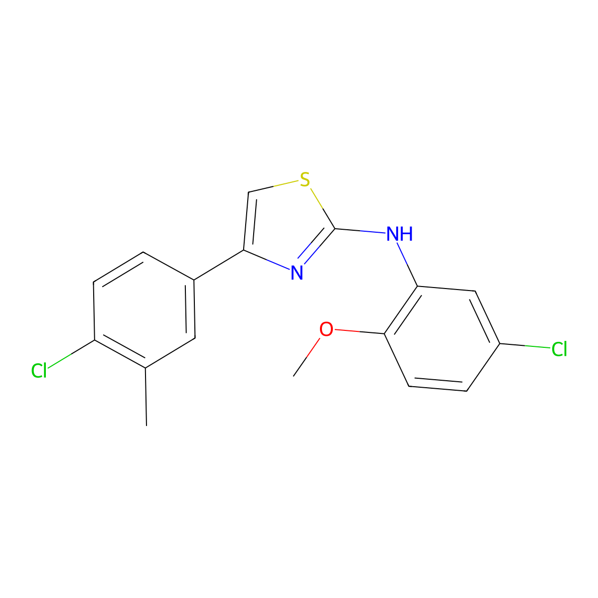 N-(5-chloro-2-methoxyphenyl)-4-(4-chloro-3-methylphenyl)-1,3-thiazol-2-amine molecular structure, CAS 1023834-21-0