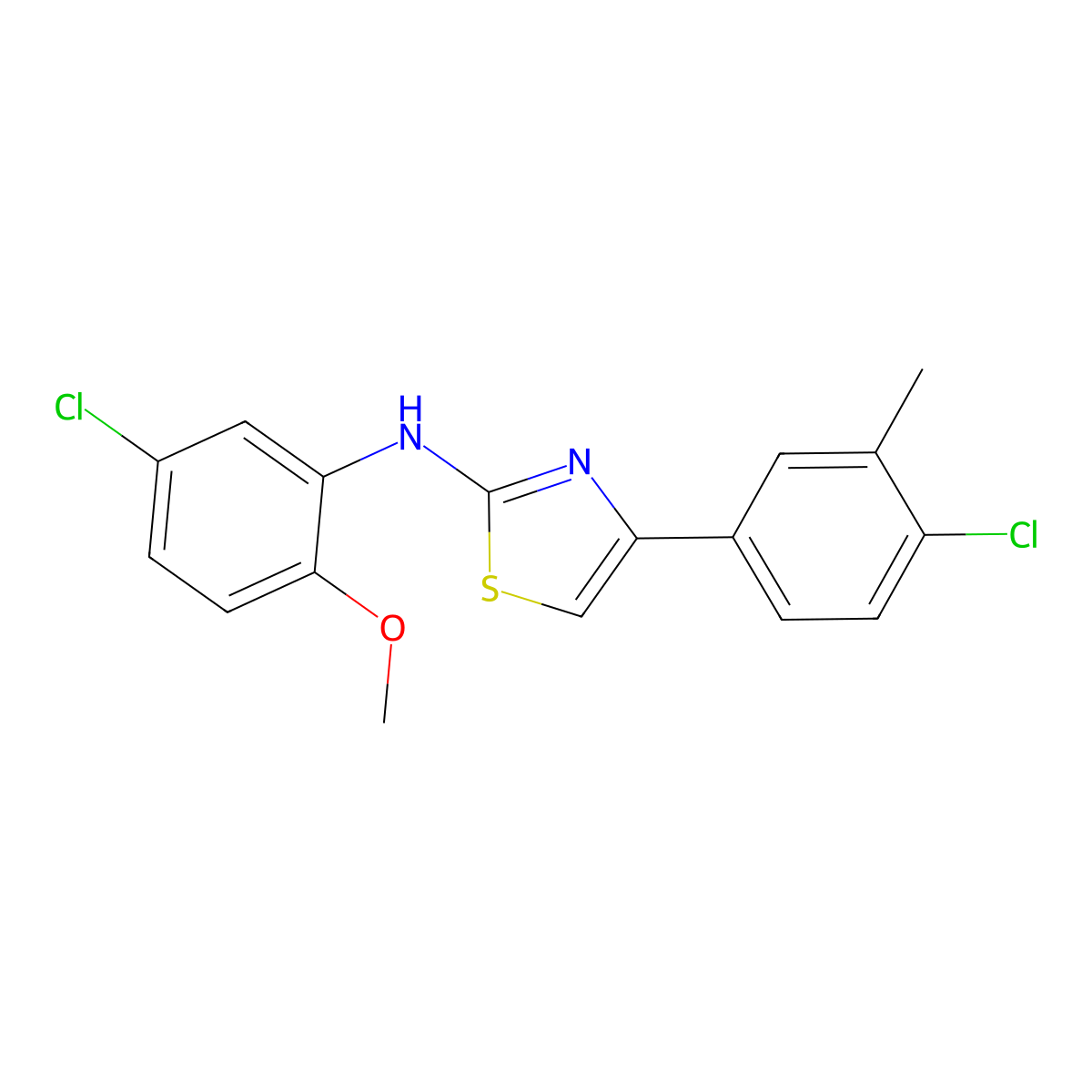 N-(5-chloro-2-methoxyphenyl)-4-(4-chloro-3-methylphenyl)-1,3-thiazol-2-amine molecular structure, CAS 1023834-21-0