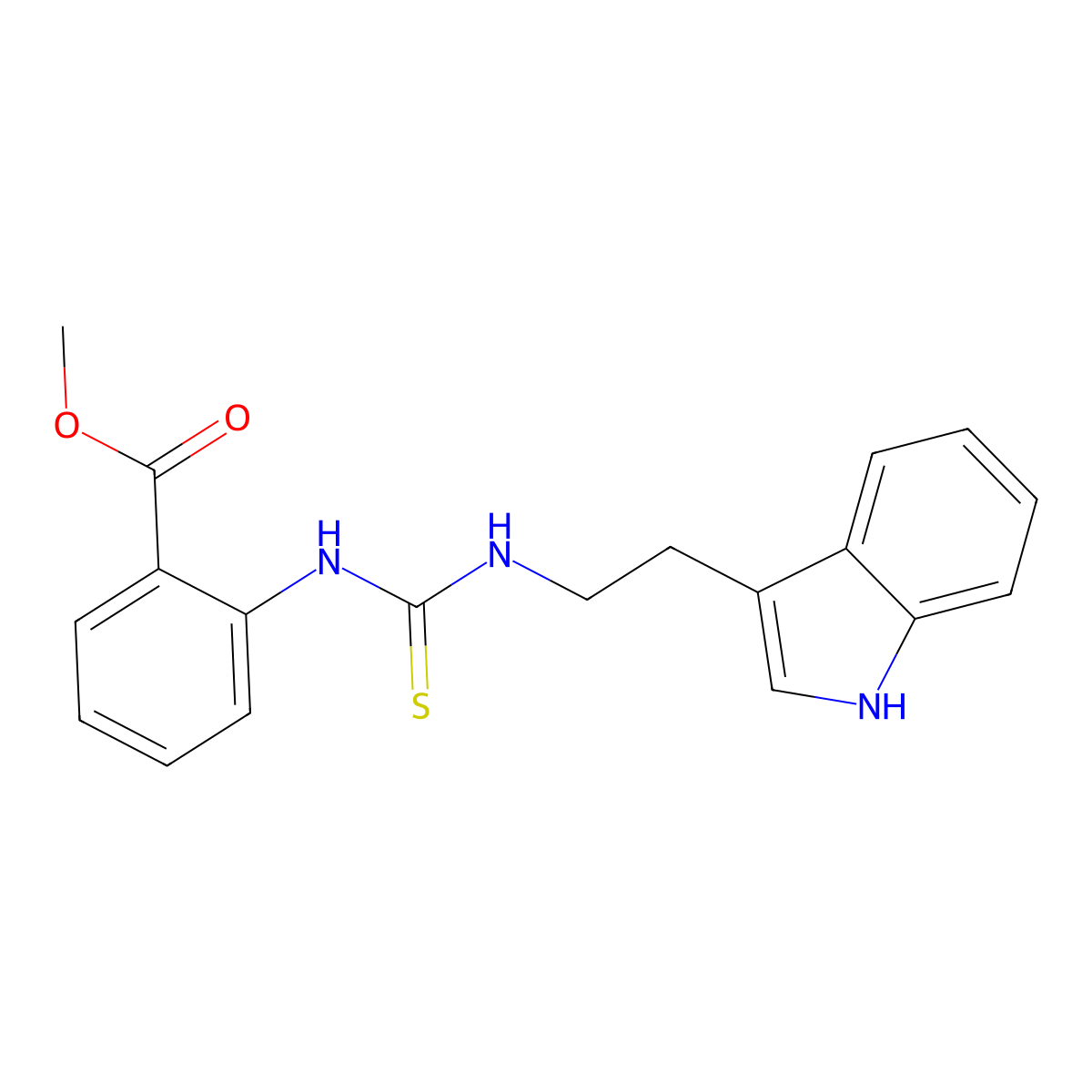 methyl 2-[2-(1H-indol-3-yl)ethylcarbamothioylamino]benzoate molecular structure, CAS 1023834-23-2