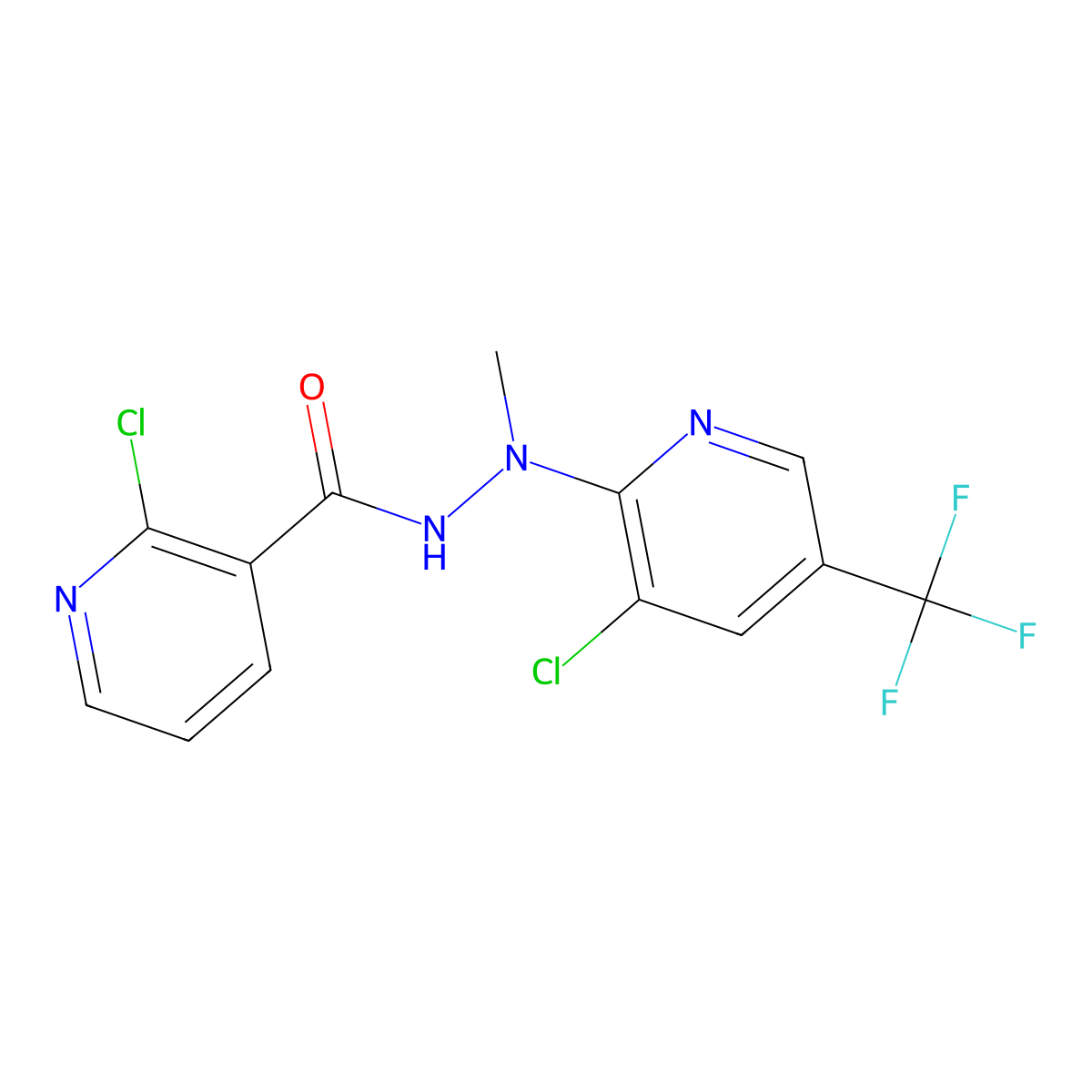 2-chloro-N'-[3-chloro-5-(trifluoromethyl)pyridin-2-yl]-N'-methylpyridine-3-carbohydrazide molecular structure, CAS 1023835-48-4