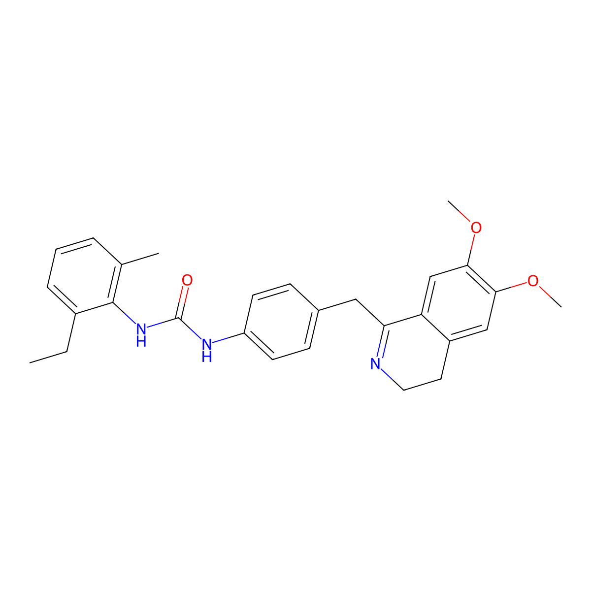 1-(4-((6,7-Dimethoxy(3,4-dihydroisoquinolyl))methyl)phenyl)-3-(6-ethyl-2-methylphenyl)urea molecular structure, CAS 1023836-99-8