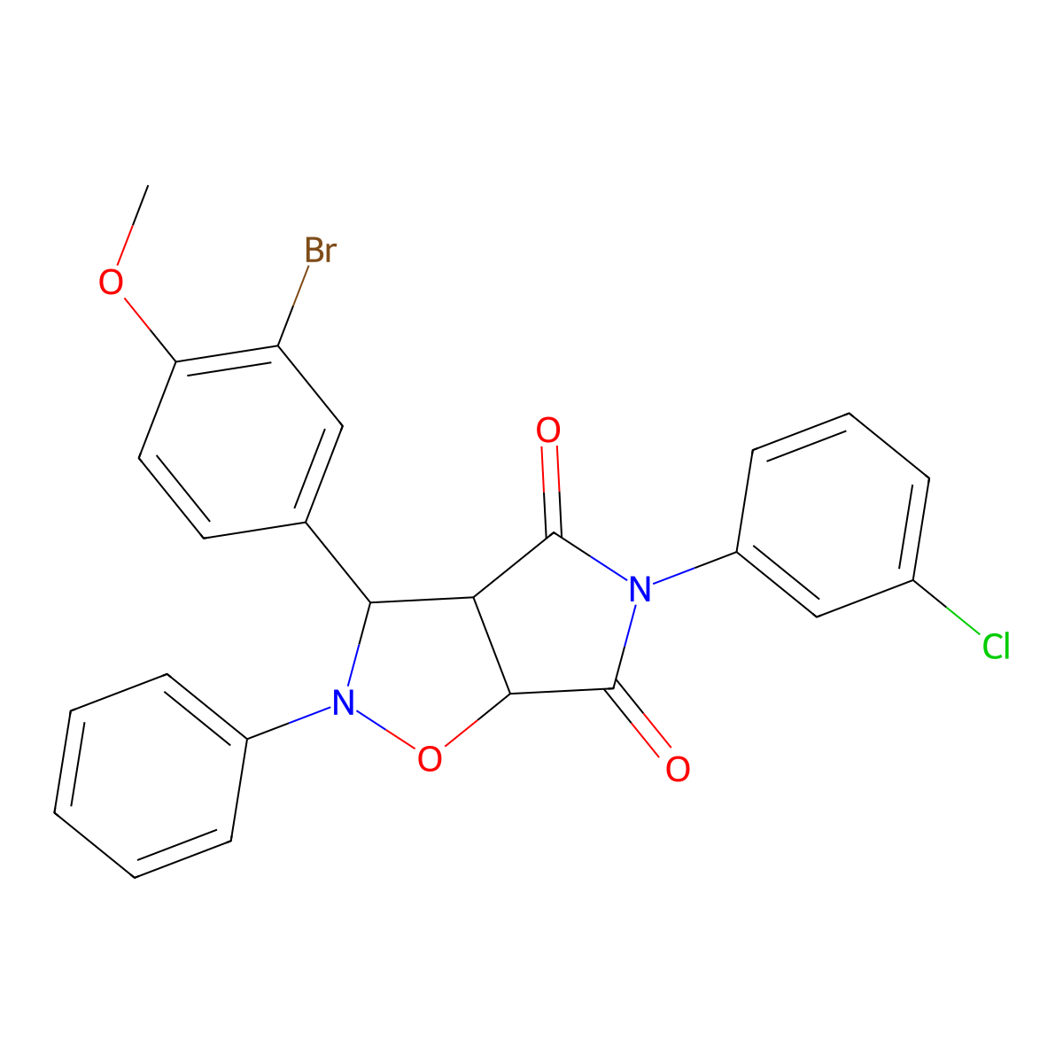 3-(3-bromo-4-methoxyphenyl)-5-(3-chlorophenyl)-2-phenyldihydro-2H-pyrrolo[3,4-d][1,2]oxazole-4,6(3H,5H)-dione molecular structure, CAS 1023841-29-3