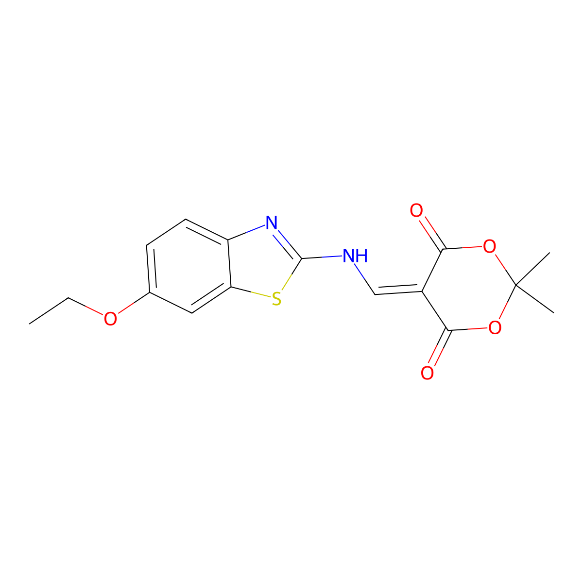 5-{[(6-Ethoxy-1,3-benzothiazol-2-yl)amino]methylidene}-2,2-dimethyl-1,3-dioxane-4,6-dione molecular structure, CAS 1023845-26-2