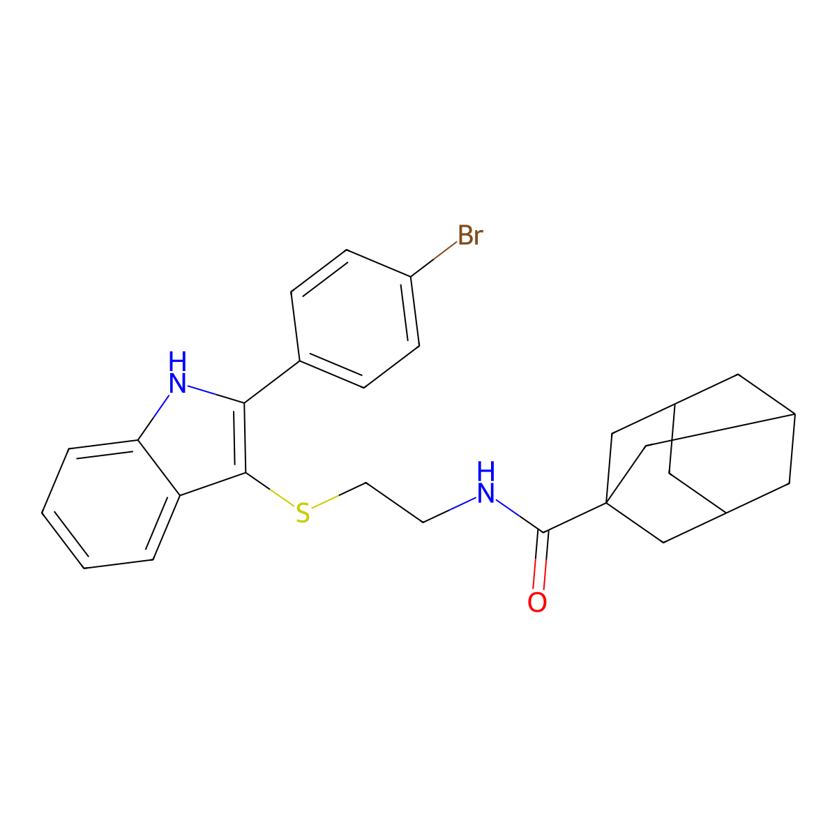 N-[2-[[2-(4-bromophenyl)-1H-indol-3-yl]sulfanyl]ethyl]adamantane-1-carboxamide molecular structure, CAS 1023845-61-5