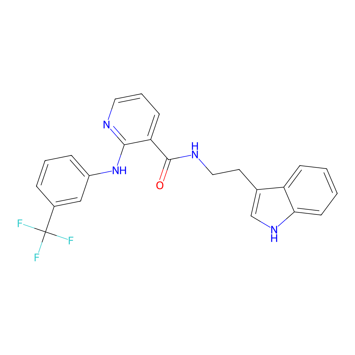 N-[2-(1H-indol-3-yl)ethyl]-2-[3-(trifluoromethyl)anilino]pyridine-3-carboxamide molecular structure, CAS 1023845-99-9