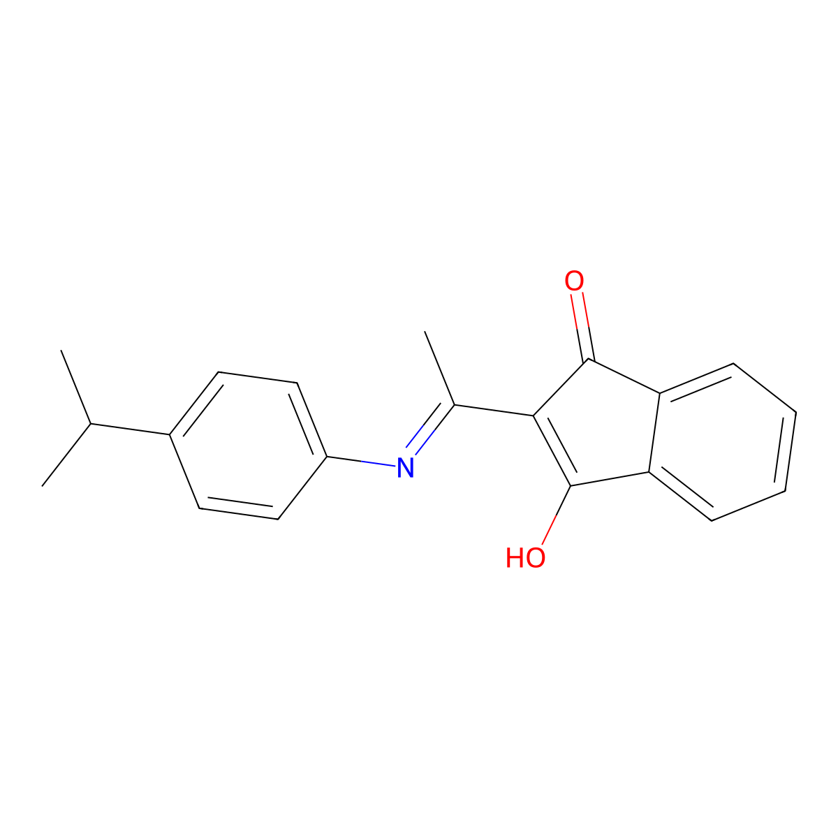 2-(1-{[4-(propan-2-yl)phenyl]amino}ethylidene)-2,3-dihydro-1H-indene-1,3-dione molecular structure, CAS 1023846-01-6