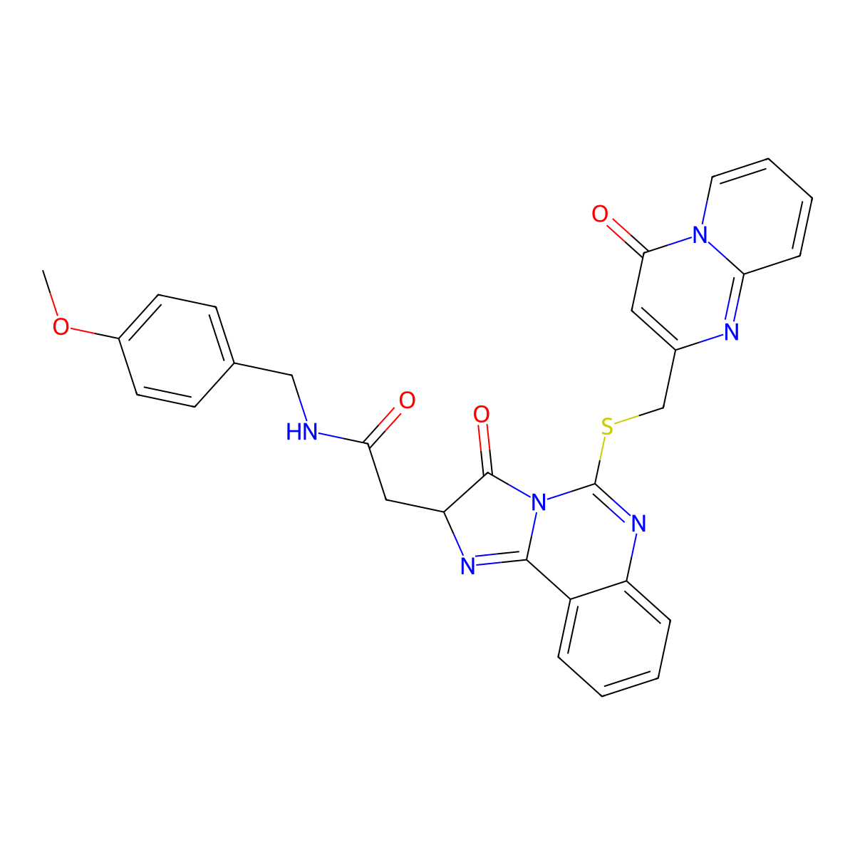 N-[(4-methoxyphenyl)methyl]-2-[3-oxo-5-[(4-oxopyrido[1,2-a]pyrimidin-2-yl)methylsulfanyl]-2H-imidazo[1,2-c]quinazolin-2-yl]acetamide molecular structure, CAS 1023846-66-3