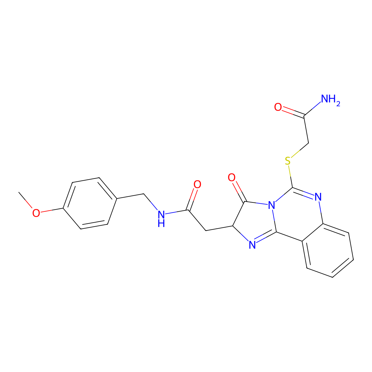 2-[5-(2-amino-2-oxoethyl)sulfanyl-3-oxo-2H-imidazo[1,2-c]quinazolin-2-yl]-N-[(4-methoxyphenyl)methyl]acetamide molecular structure, CAS 1023846-67-4
