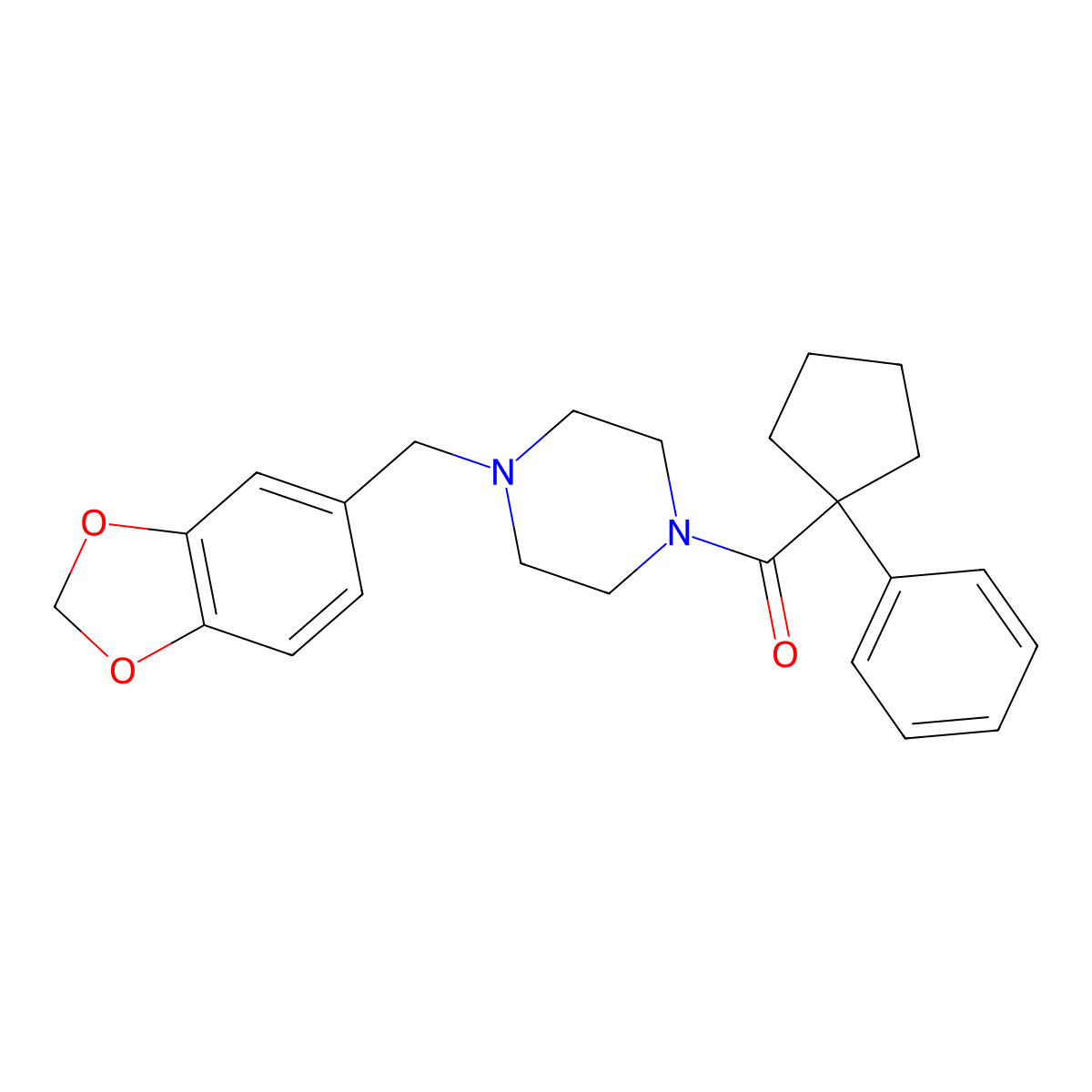 [4-(1,3-Benzodioxol-5-ylmethyl)piperazin-1-yl]-(1-phenylcyclopentyl)methanone molecular structure, CAS 1023849-96-8