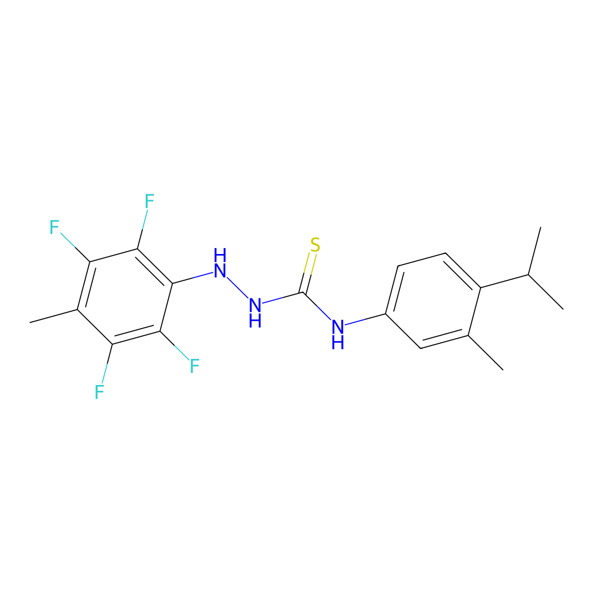 N-(4-isopropyl-3-methylphenyl)-2-(2,3,5,6-tetrafluoro-4-methylphenyl)-1-hydrazinecarbothioamide molecular structure, CAS 1023857-68-2