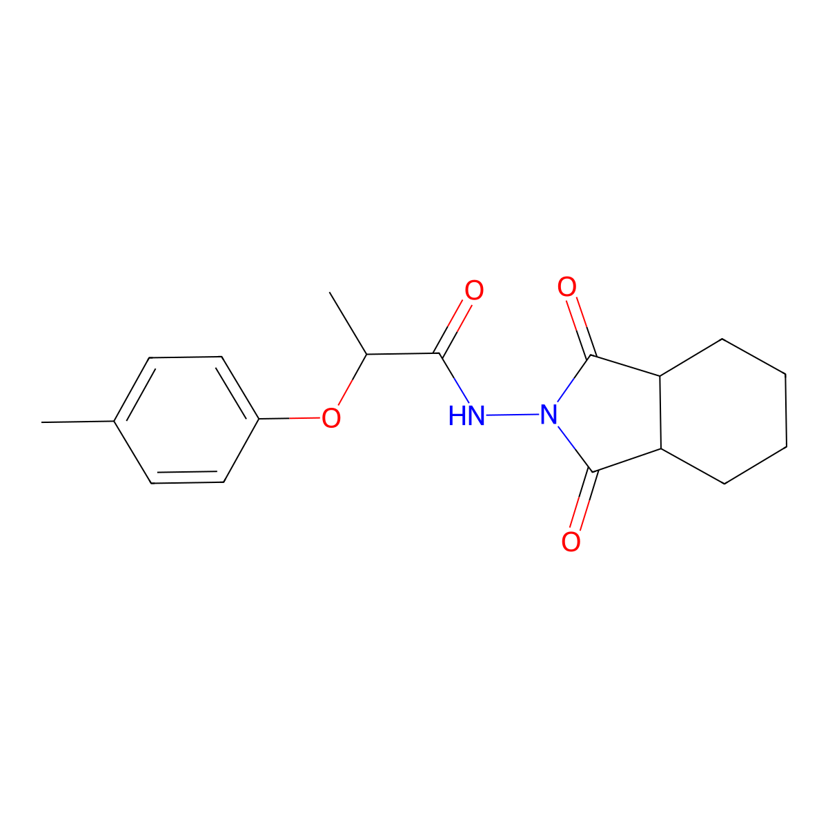 N-(1,3-dioxo-3a,4,5,6,7,7a-hexahydroisoindol-2-yl)-2-(4-methylphenoxy)propanamide molecular structure, CAS 1023857-69-3