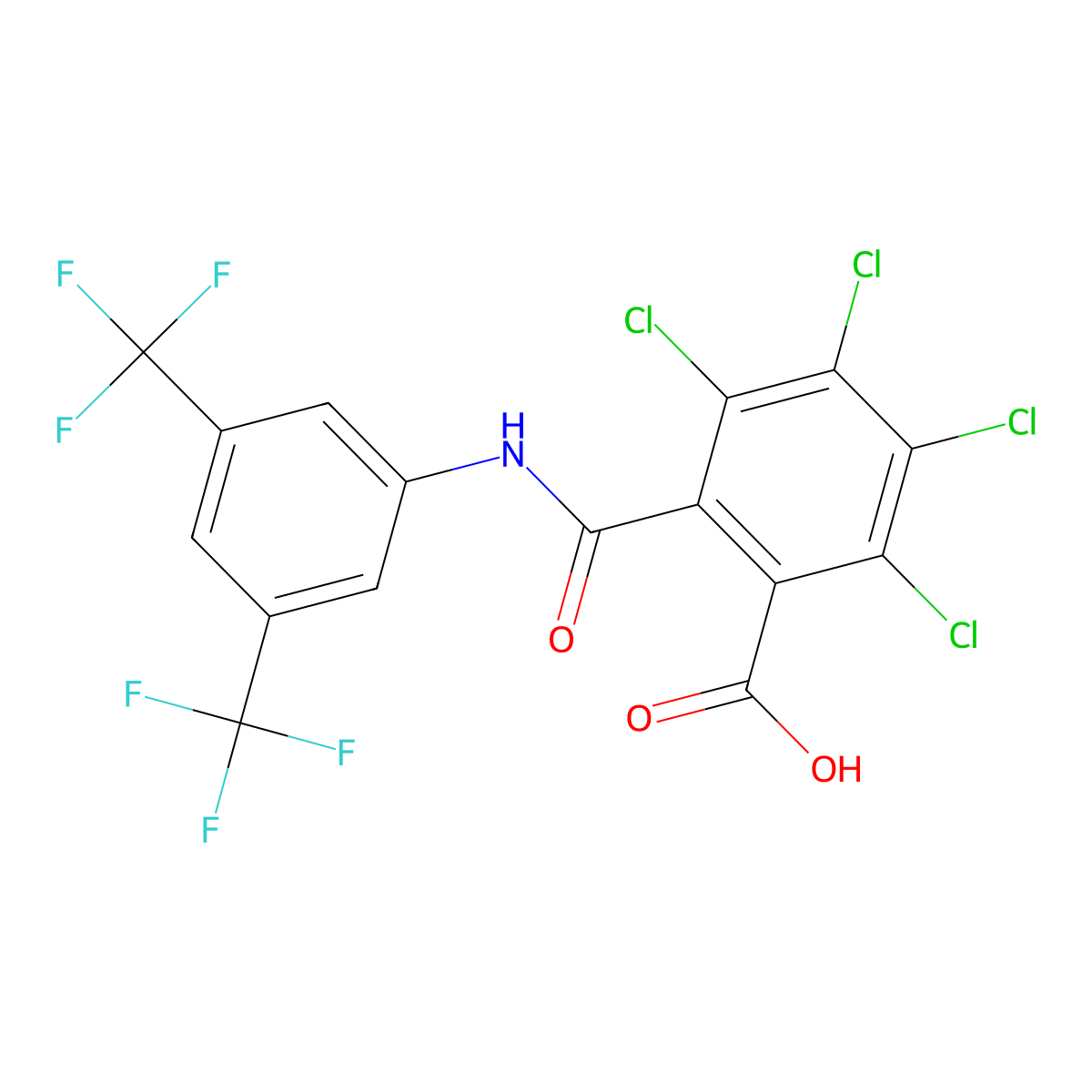 2-(N-(3,5-Bis(trifluoromethyl)phenyl)carbamoyl)-3,4,5,6-tetrachlorobenzoic acid molecular structure, CAS 1023859-50-8