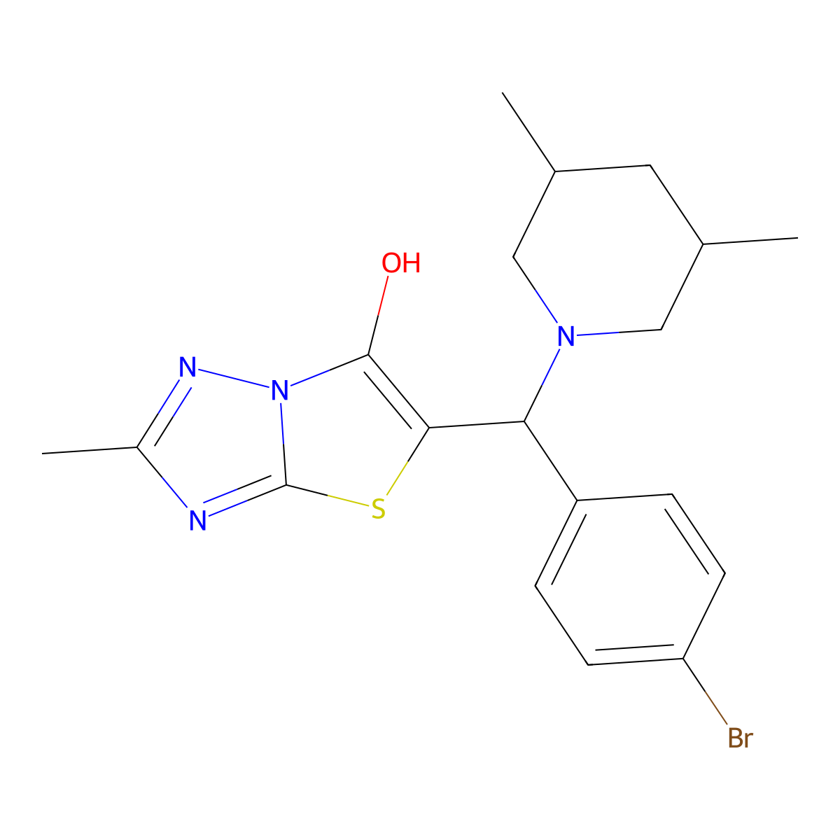 5-((4-Bromophenyl)(3,5-dimethylpiperidin-1-yl)methyl)-2-methylthiazolo[3,2-b][1,2,4]triazol-6-ol molecular structure, CAS 1023861-25-7
