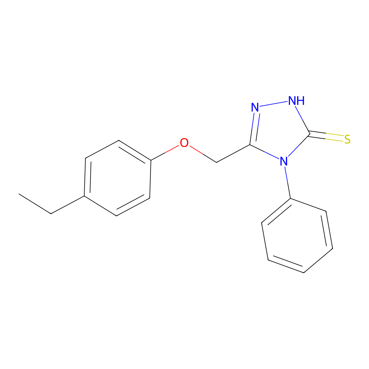 3-[(4-ethylphenoxy)methyl]-4-phenyl-1H-1,2,4-triazole-5-thione molecular structure, CAS 1023861-75-7