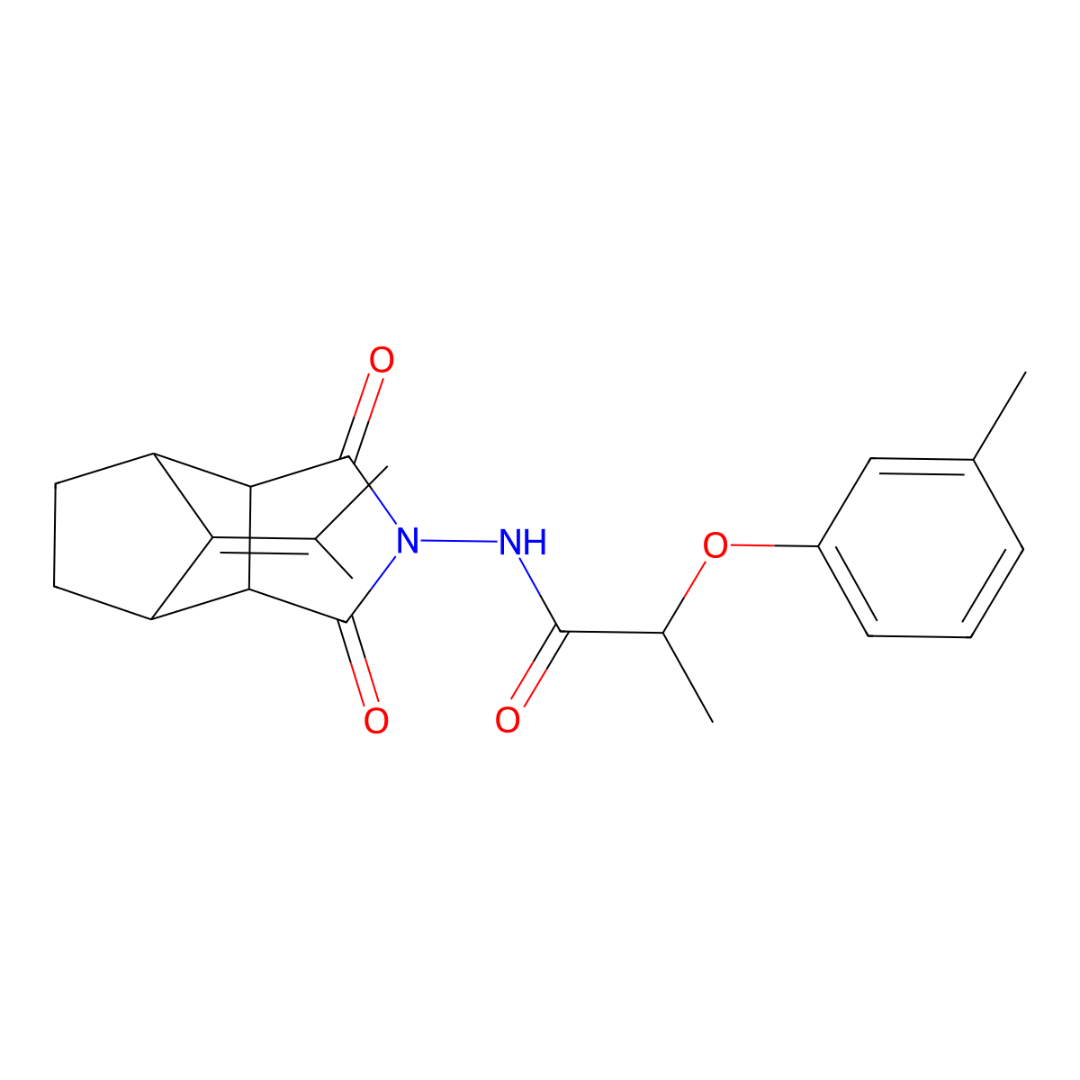N-[1,3-dioxo-8-(propan-2-ylidene)octahydro-2H-4,7-methanoisoindol-2-yl]-2-(3-methylphenoxy)propanamide molecular structure, CAS 1023865-44-2