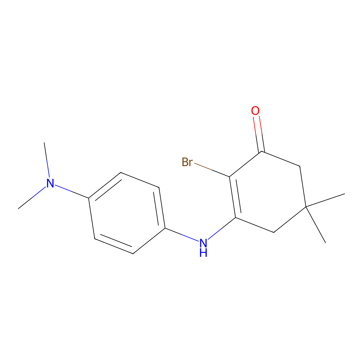 3-((4-(Dimethylamino)phenyl)amino)-2-bromo-5,5-dimethylcyclohex-2-EN-1-one molecular structure, CAS 1023865-46-4
