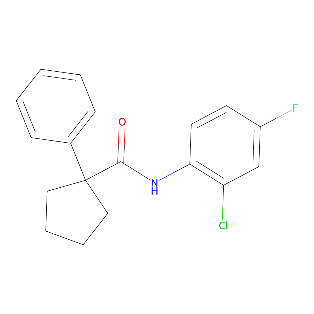 N-(2-chloro-4-fluorophenyl)-1-phenylcyclopentane-1-carboxamide molecular structure, CAS 1023867-57-3