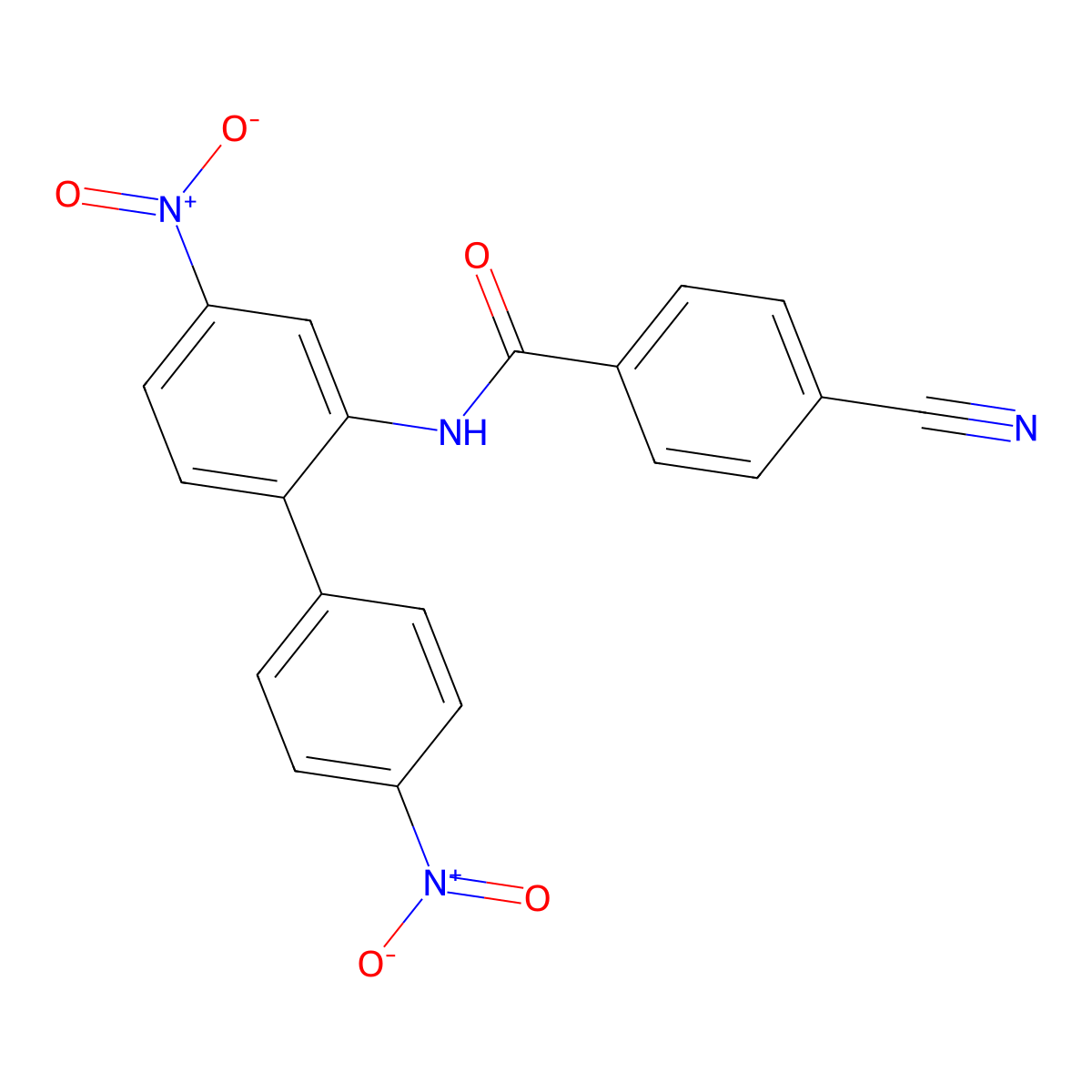 Benzamide, 4-cyano-N-(4,4'-dinitro(1,1'-biphenyl)-2-yl)- molecular structure, CAS 102387-17-7