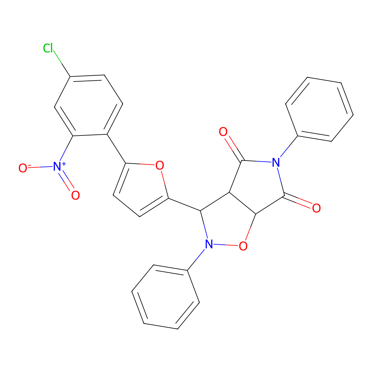 3-[5-(4-chloro-2-nitrophenyl)furan-2-yl]-2,5-diphenyldihydro-2H-pyrrolo[3,4-d][1,2]oxazole-4,6(3H,5H)-dione molecular structure, CAS 1023870-30-5