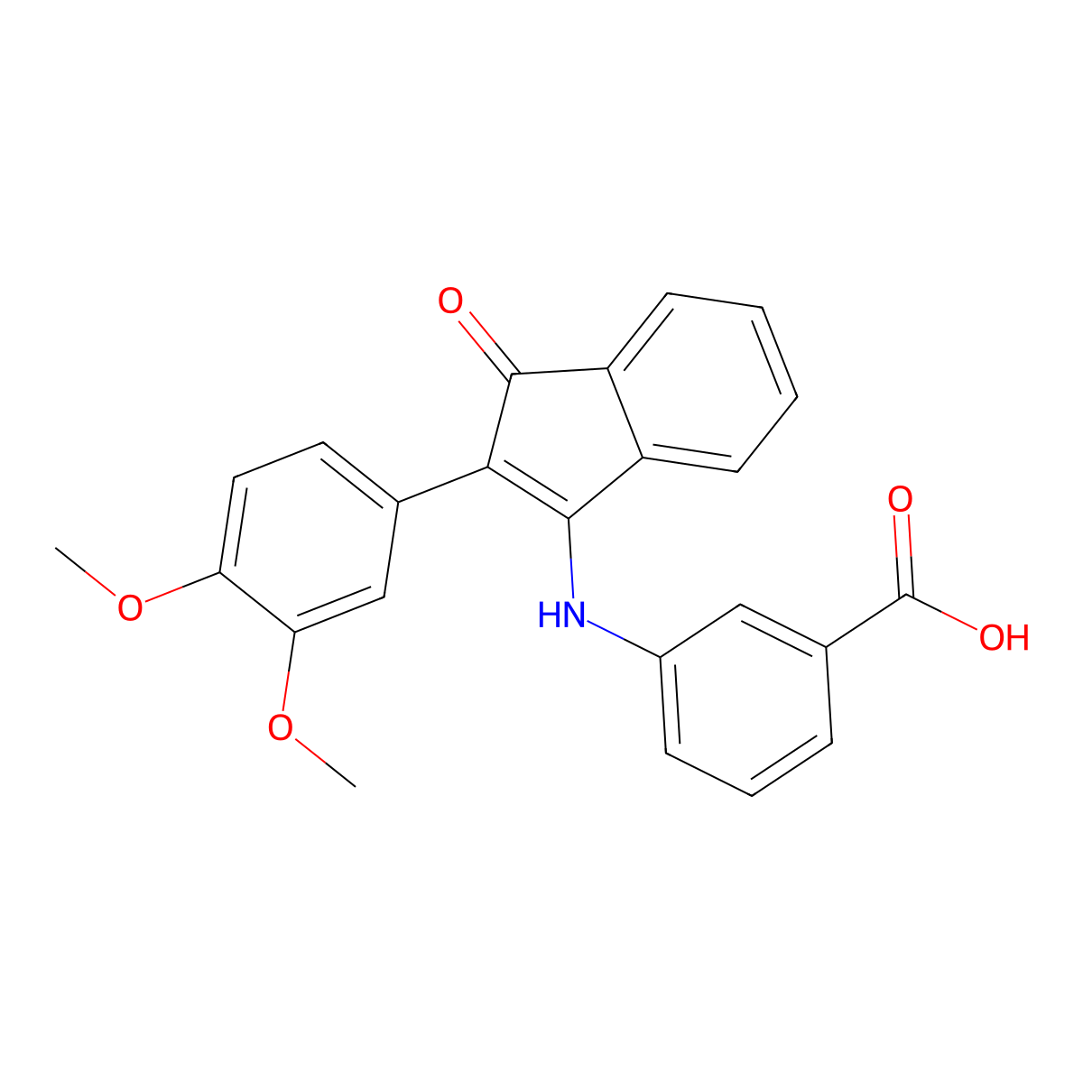 3-((2-(3,4-Dimethoxyphenyl)-1-oxoinden-3-YL)amino)benzoic acid molecular structure, CAS 1023870-85-0