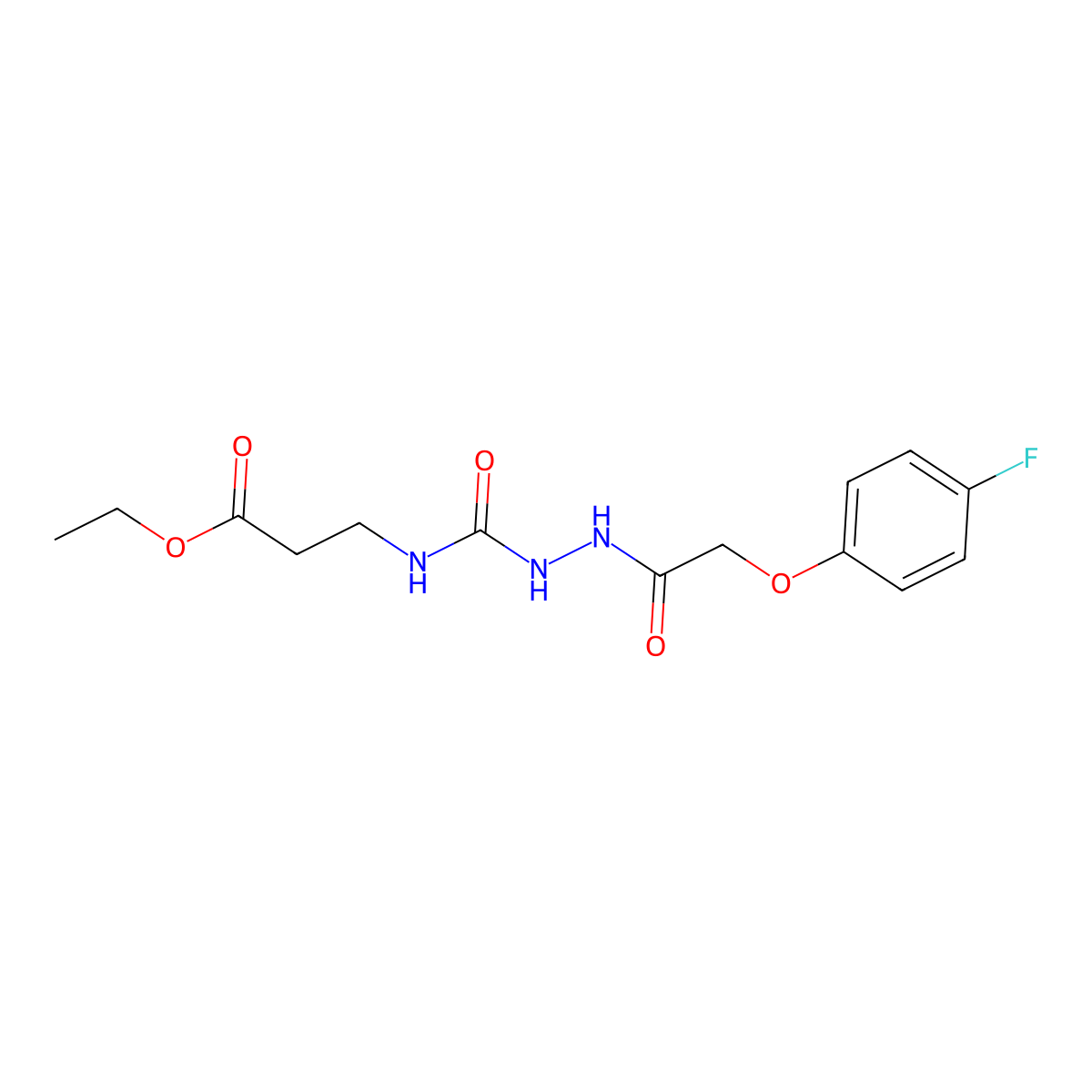 Ethyl 3-[[[2-(4-fluorophenoxy)acetyl]amino]carbamoylamino]propanoate molecular structure, CAS 1023873-00-8