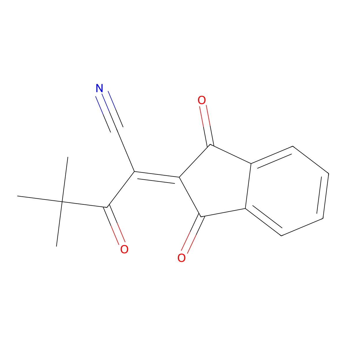 2-(1,3-Dioxoindan-2-ylidene)-4,4-dimethyl-3-oxopentanenitrile molecular structure, CAS 1023874-78-3