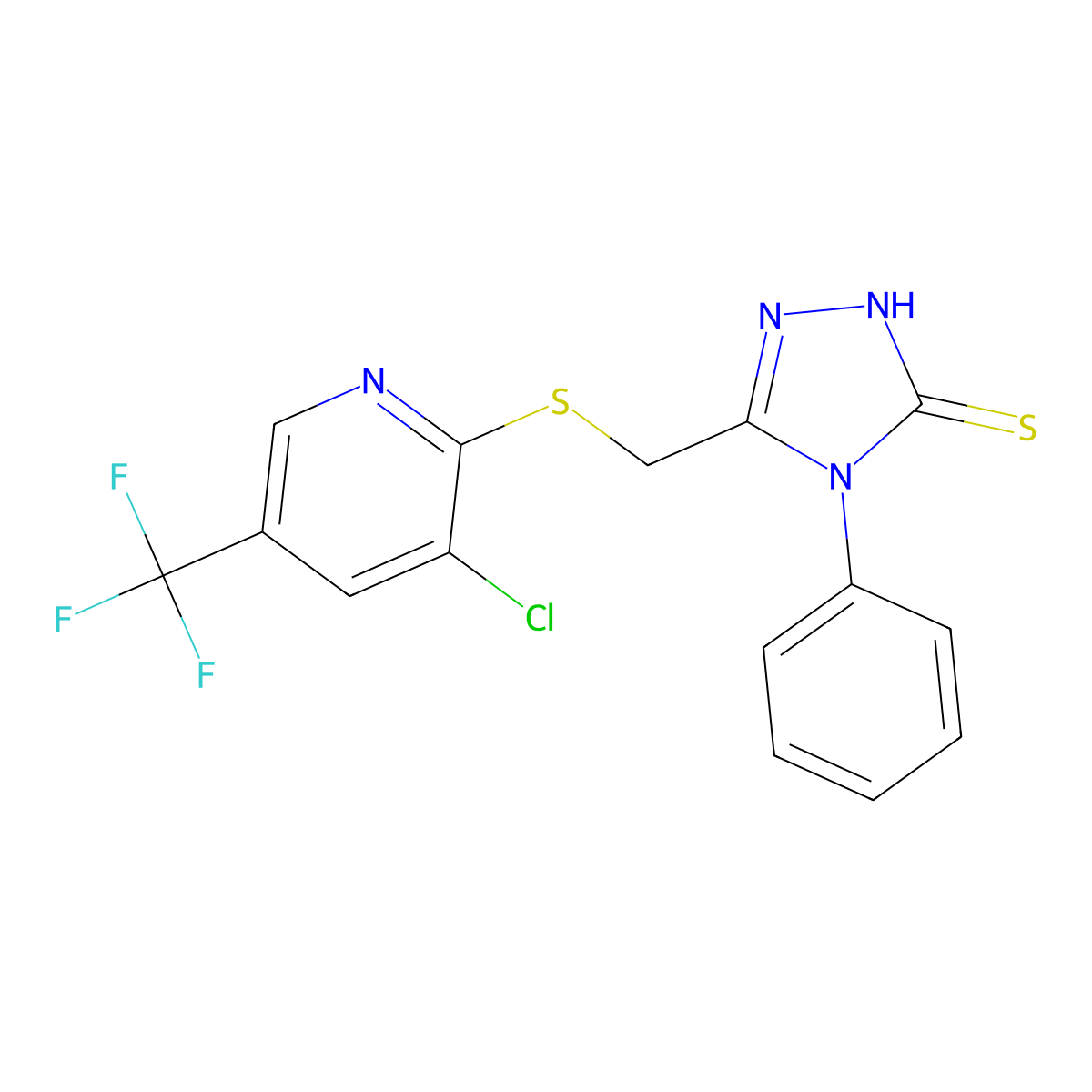 3-[[3-chloro-5-(trifluoromethyl)pyridin-2-yl]sulfanylmethyl]-4-phenyl-1H-1,2,4-triazole-5-thione molecular structure, CAS 1023875-59-3