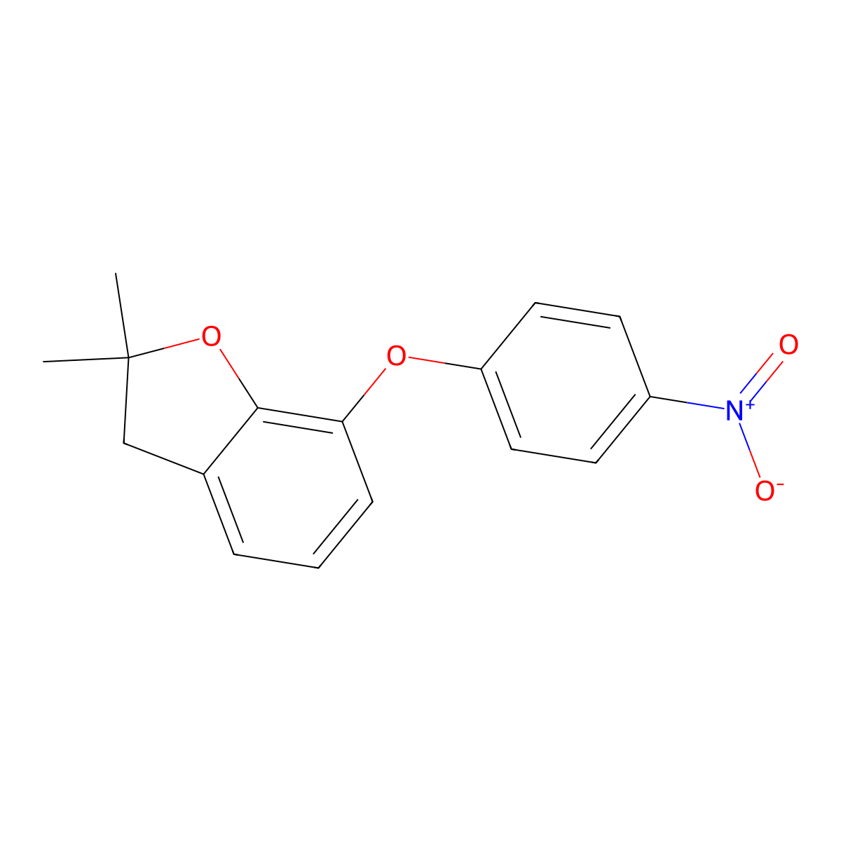 2,2-Dimethyl-7-(4-nitrophenoxy)-2,3-dihydro-1-benzofuran molecular structure, CAS 1023875-60-6