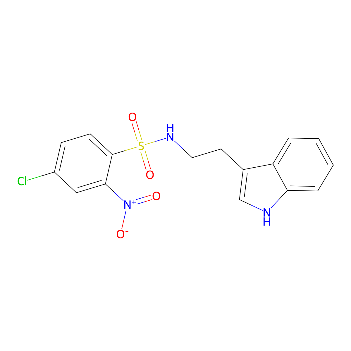 ((4-Chloro-2-nitrophenyl)sulfonyl)(2-indol-3-ylethyl)amine molecular structure, CAS 1023875-66-2
