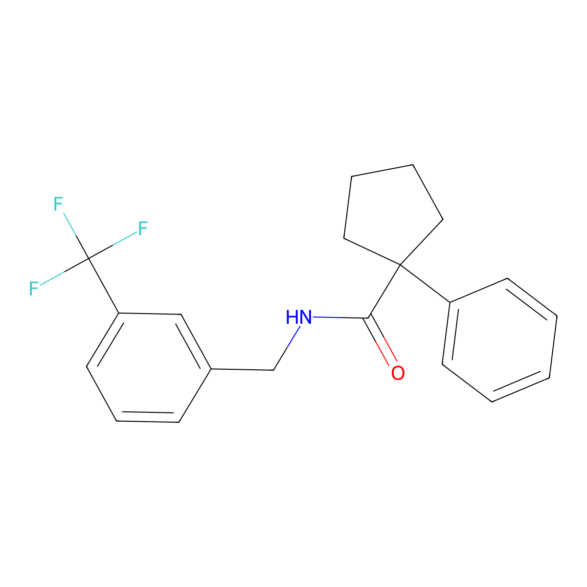 1-phenyl-N-[[3-(trifluoromethyl)phenyl]methyl]cyclopentane-1-carboxamide molecular structure, CAS 1023876-97-2