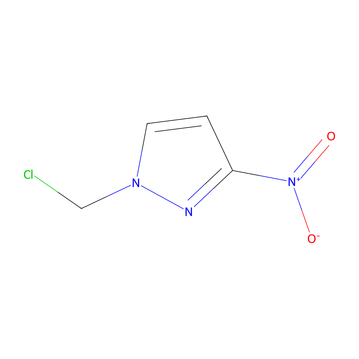 1-(chloromethyl)-3-nitro-1H-pyrazole molecular structure, CAS 102388-00-1