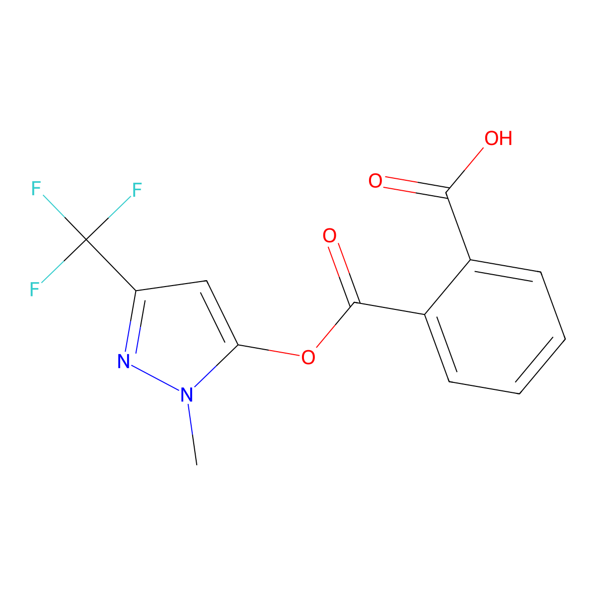 2-[2-methyl-5-(trifluoromethyl)pyrazol-3-yl]oxycarbonylbenzoic Acid molecular structure, CAS 1023881-69-7