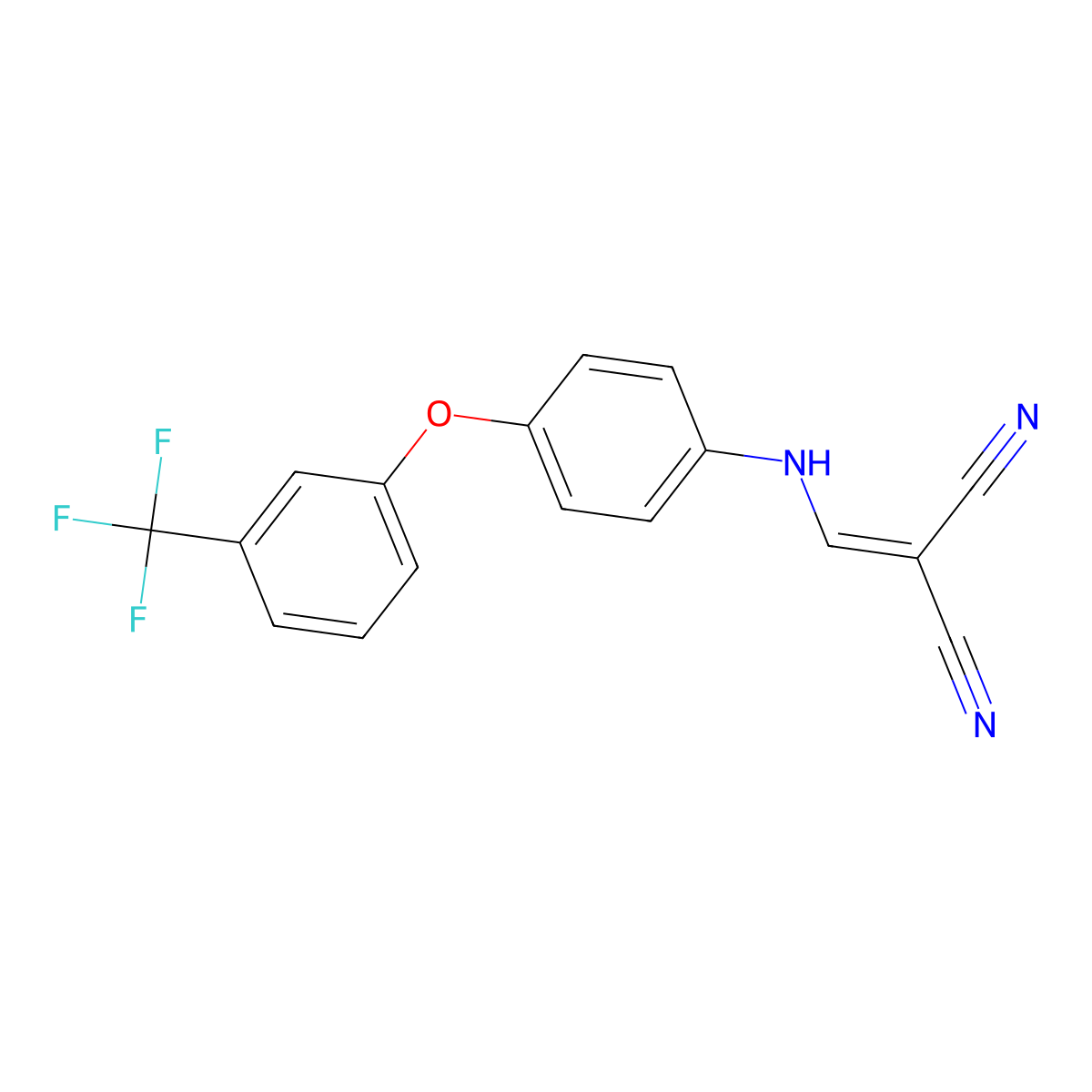 (((4-(3-(Trifluoromethyl)phenoxy)phenyl)amino)methylene)methane-1,1-dicarbonitrile molecular structure, CAS 1023882-71-4