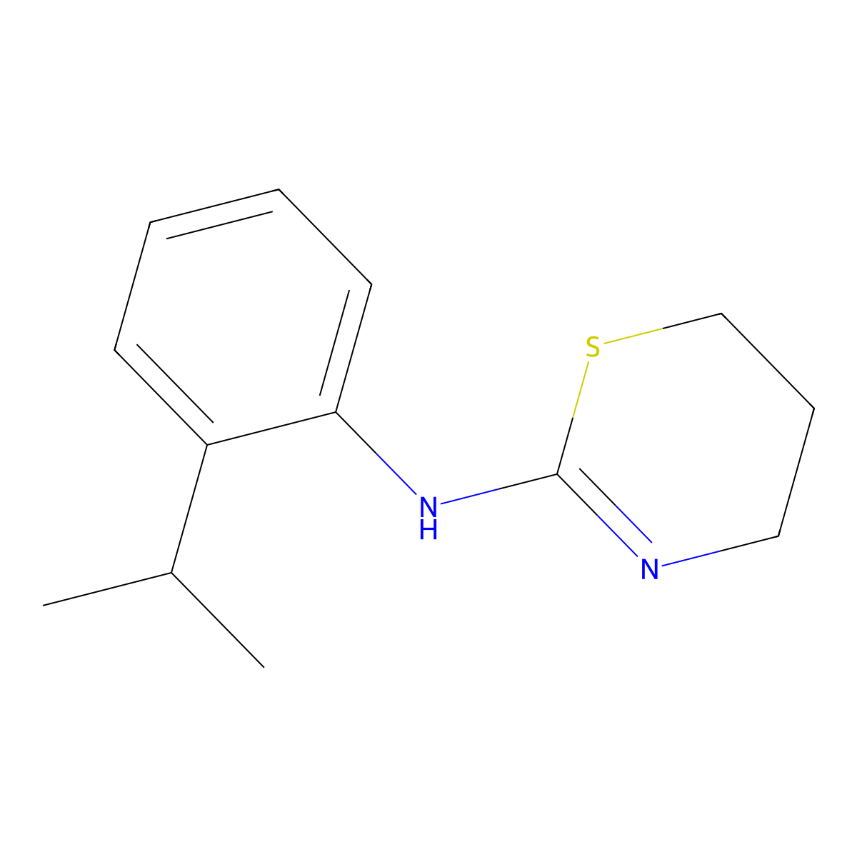 N-[2-(propan-2-yl)phenyl]-5,6-dihydro-4H-1,3-thiazin-2-amine molecular structure, CAS 102389-18-4