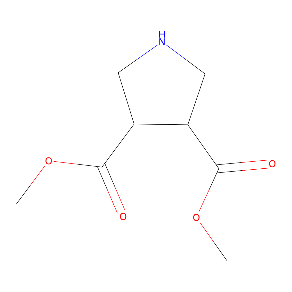 3,4-Pyrrolidinedicarboxylic acid, dimethyl ester, cis- molecular structure, CAS 102389-89-9