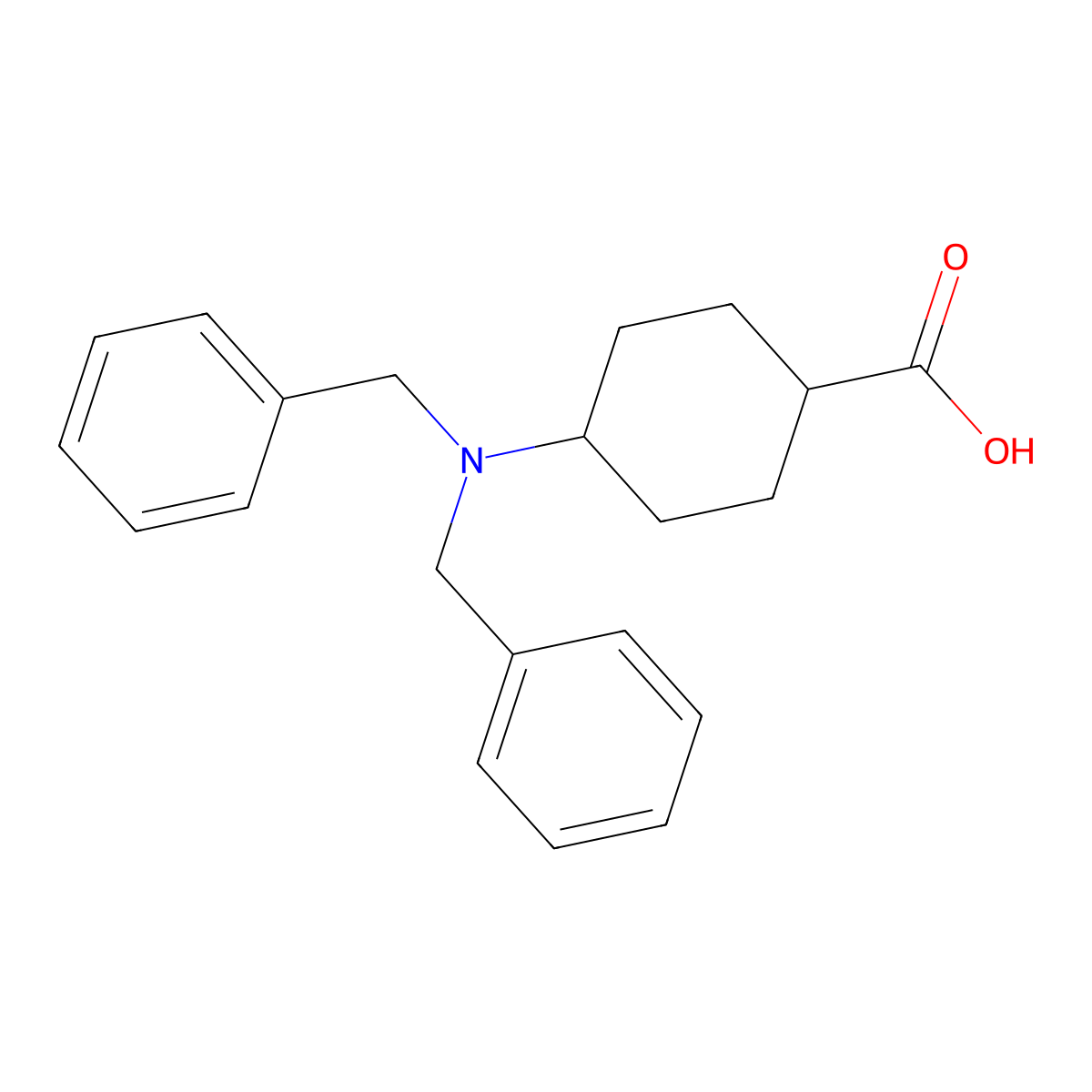 trans-4-[Bis(phenylmethyl)amino]cyclohexanecarboxylic acid molecular structure, CAS 102390-36-3