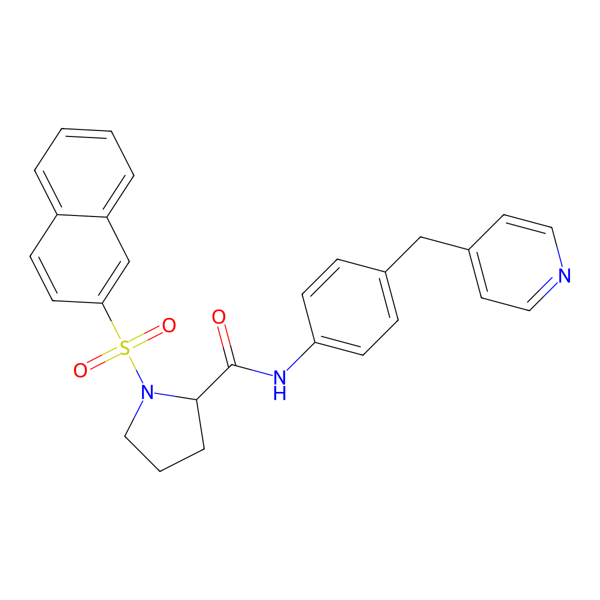 1-naphthalen-2-ylsulfonyl-N-[4-(pyridin-4-ylmethyl)phenyl]pyrrolidine-2-carboxamide molecular structure, CAS 1023911-85-4