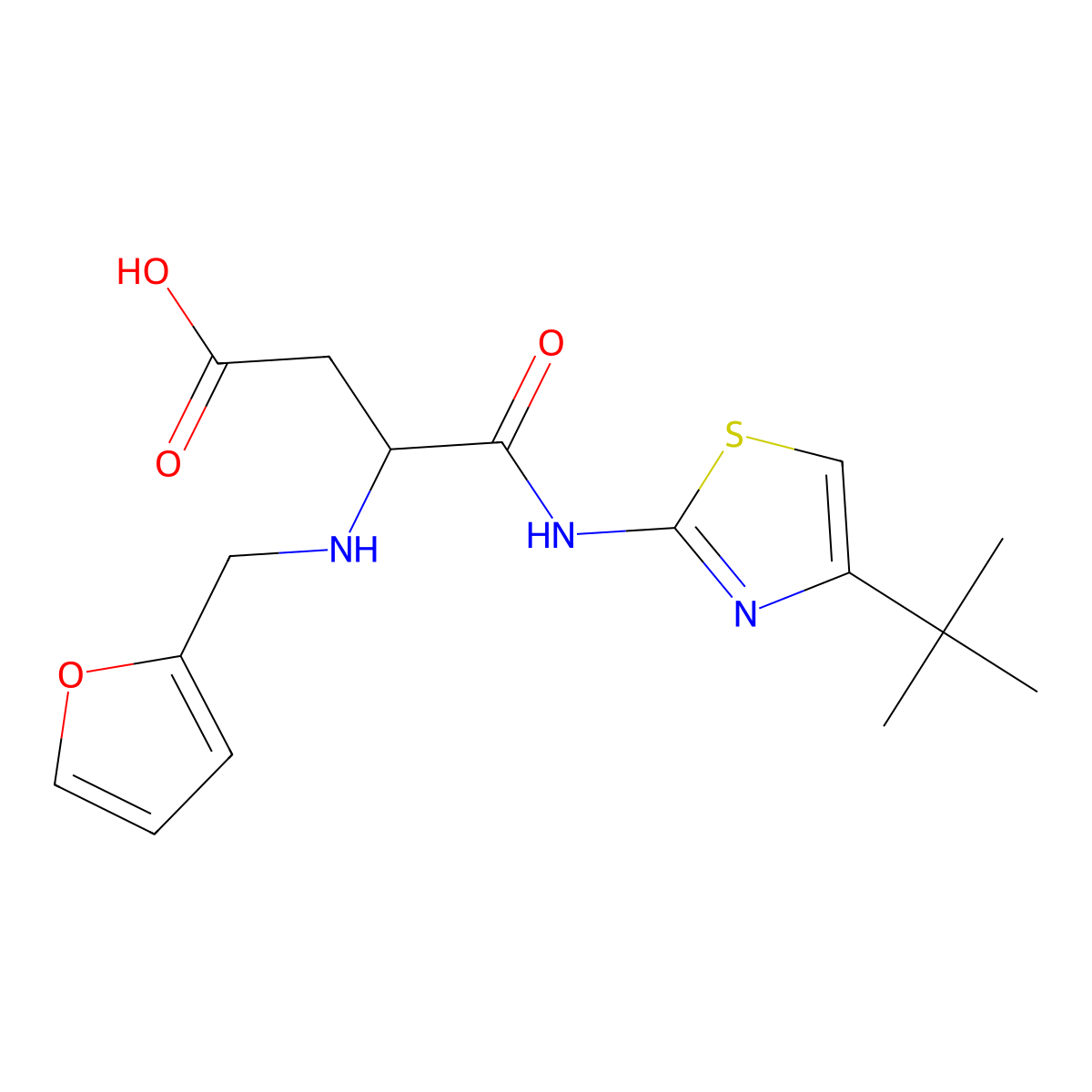 4-[(4-Tert-butyl-1,3-thiazol-2-yl)amino]-3-(furan-2-ylmethylamino)-4-oxobutanoic acid molecular structure, CAS 1023919-26-7