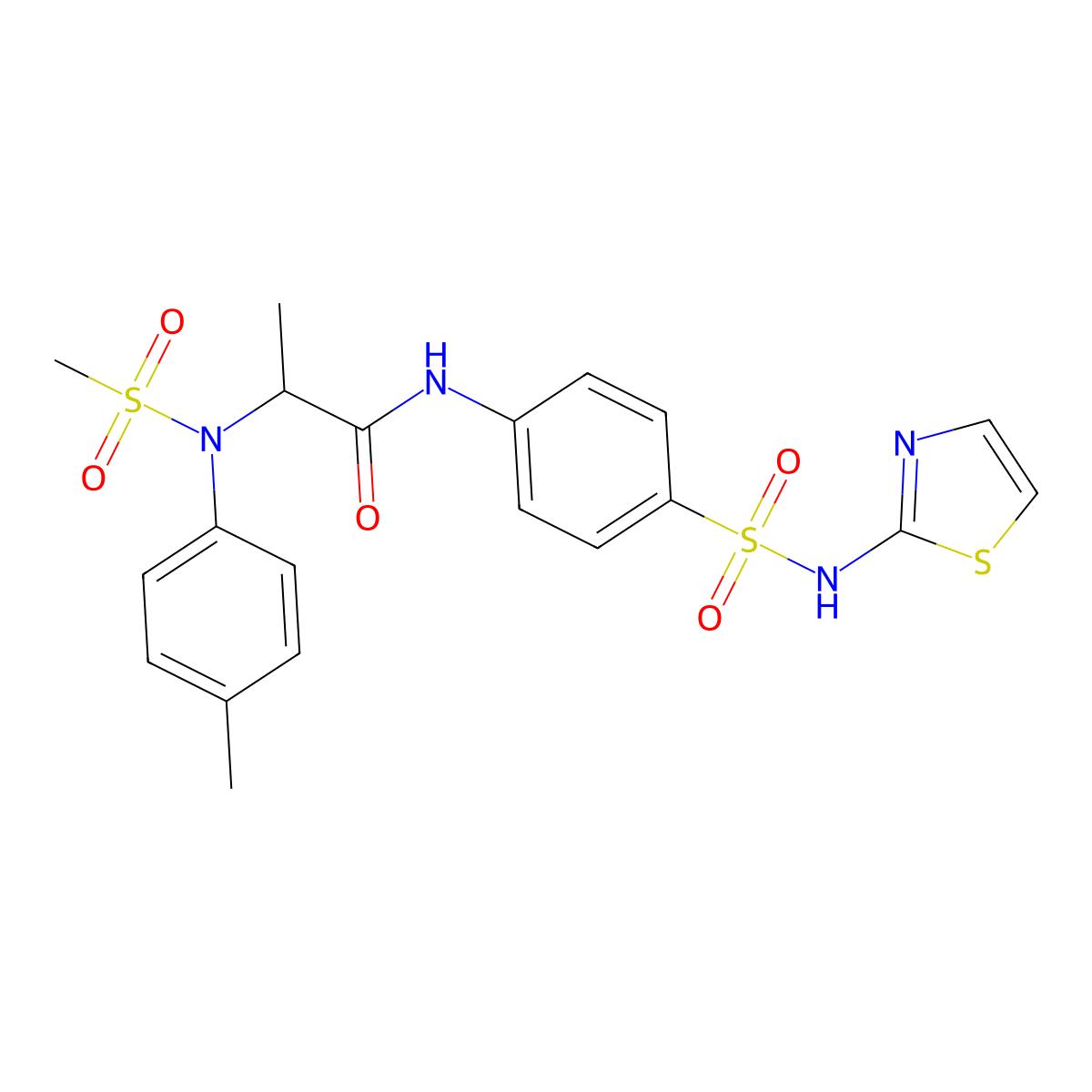 2-(4-methyl-N-methylsulfonylanilino)-N-[4-(1,3-thiazol-2-ylsulfamoyl)phenyl]propanamide molecular structure, CAS 1023919-55-2