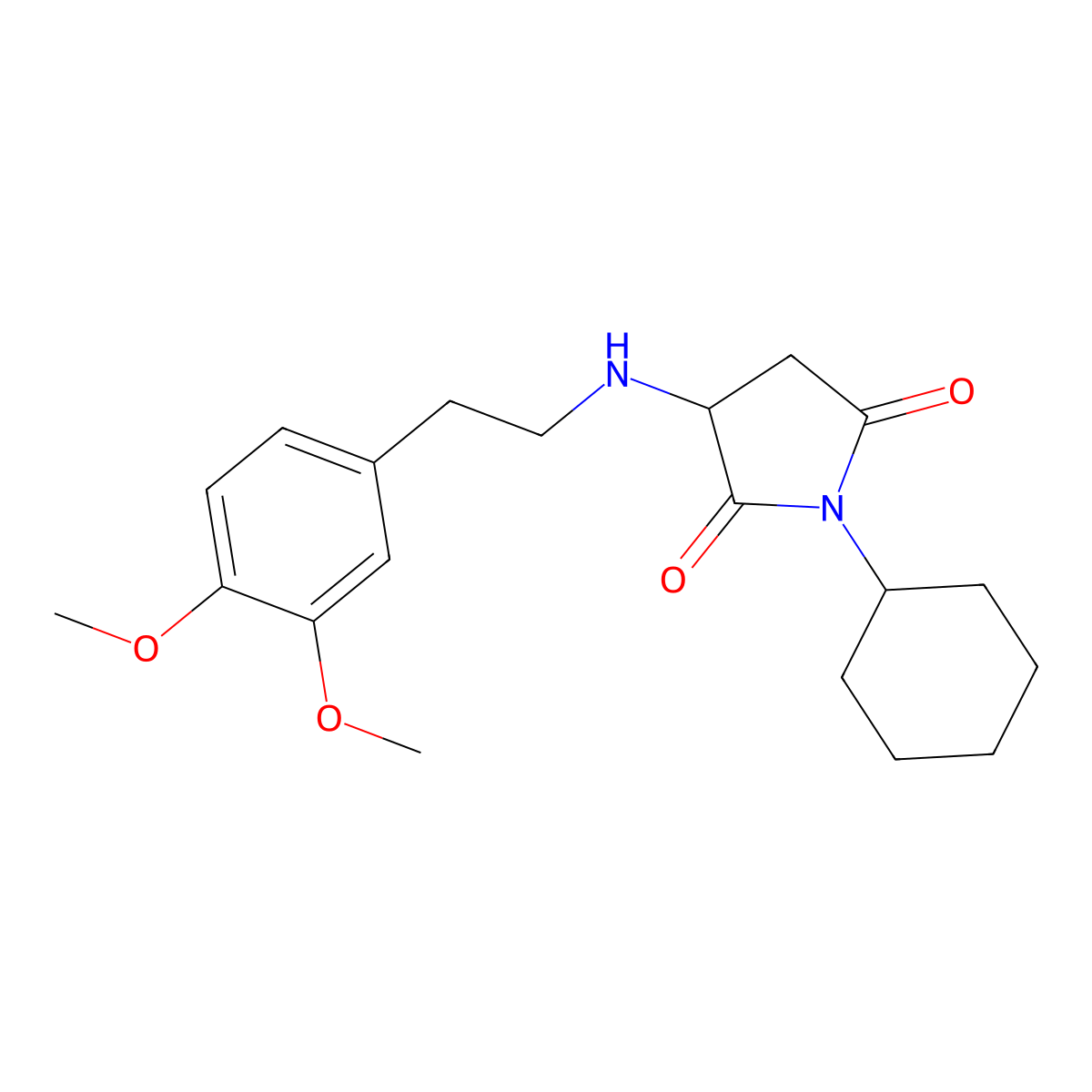 1-Cyclohexyl-3-((3,4-dimethoxyphenethyl)amino)pyrrolidine-2,5-dione molecular structure, CAS 1023919-61-0